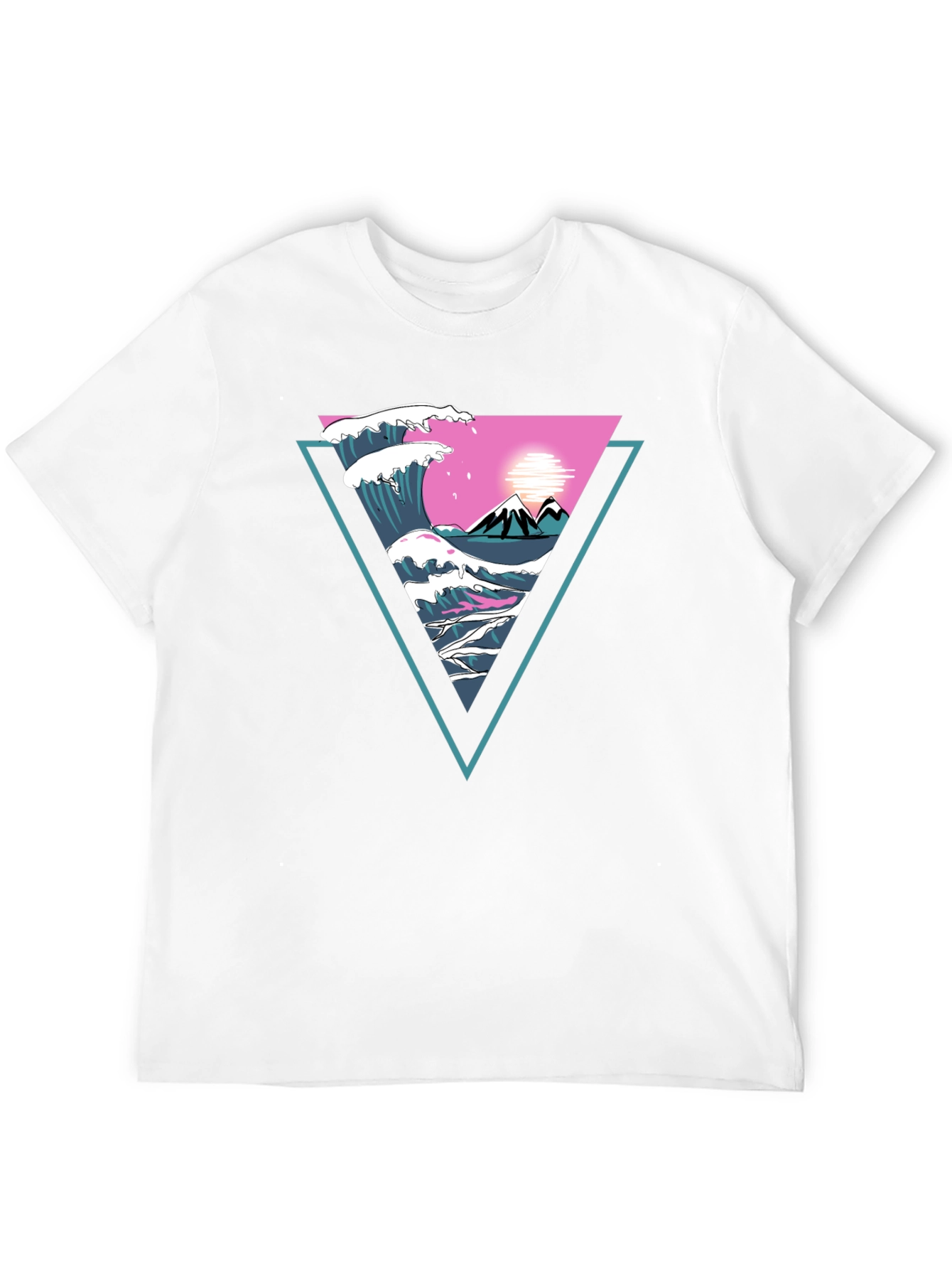 Triangle Wave Graphic Tee - Black Cotton T-Shirt