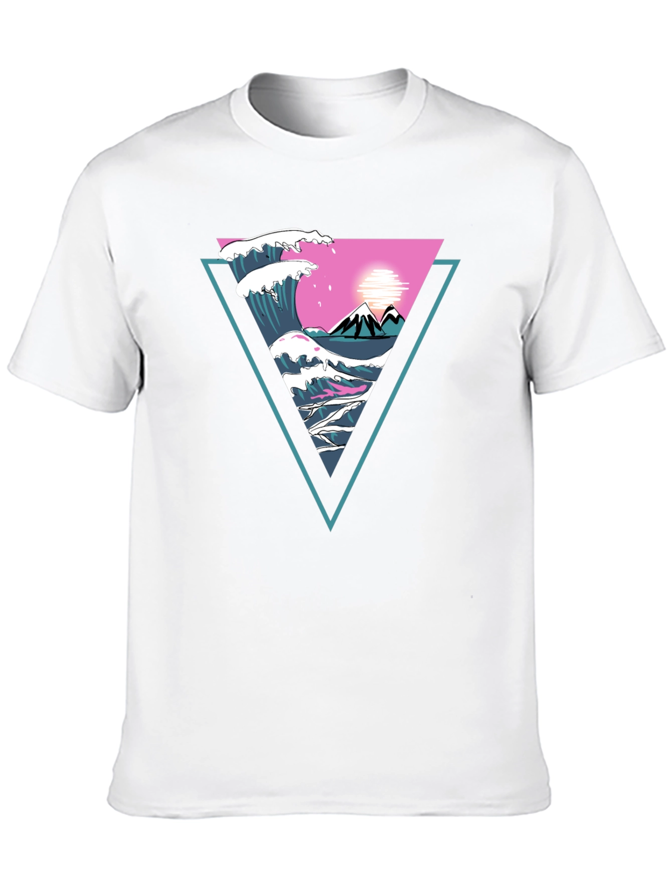 Triangle Wave Graphic Tee - Black Cotton T-Shirt