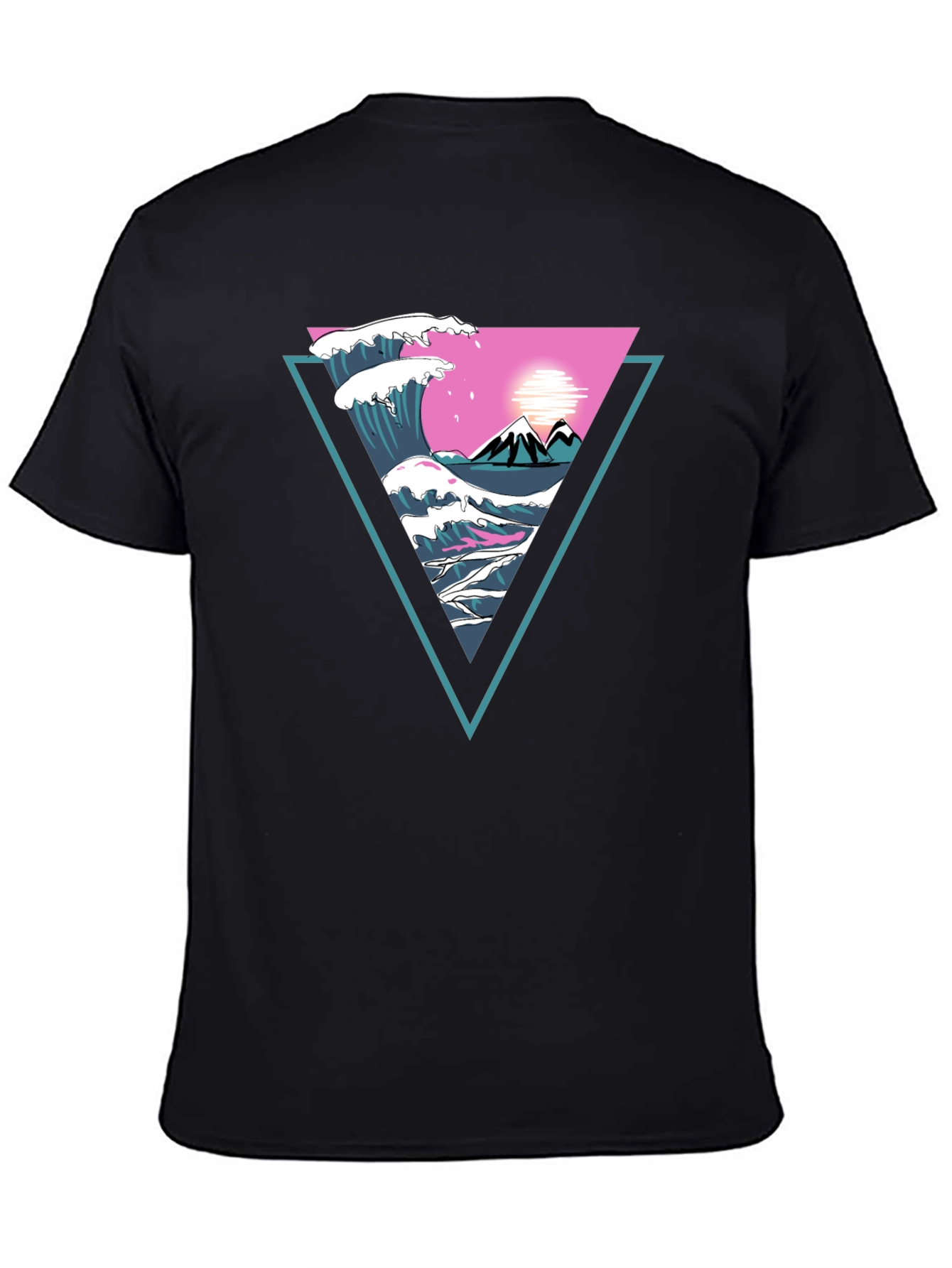 Triangle Wave Graphic Tee - Black Cotton T-Shirt