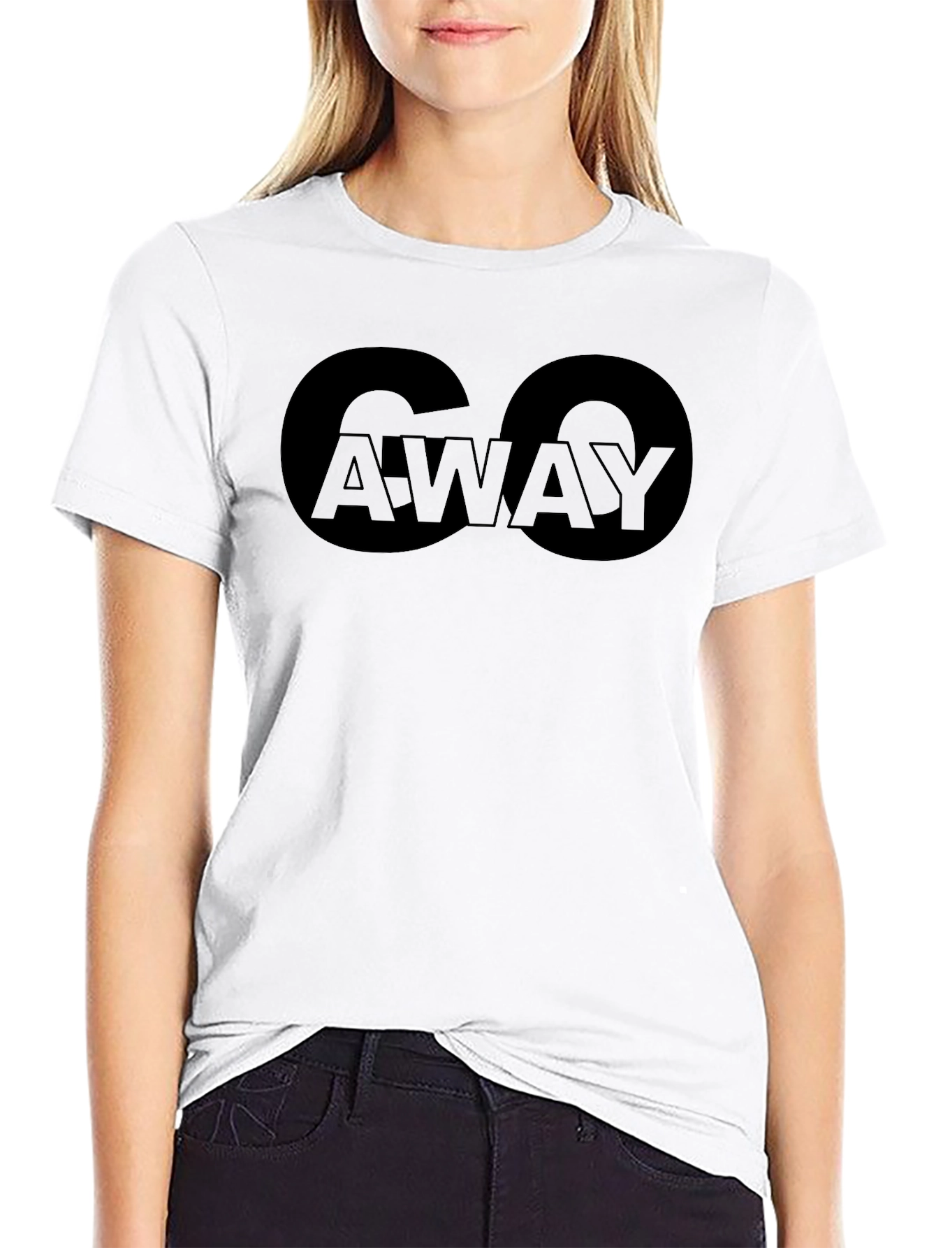 Go Away Graphic T-Shirt - Black Crew Neck Tee