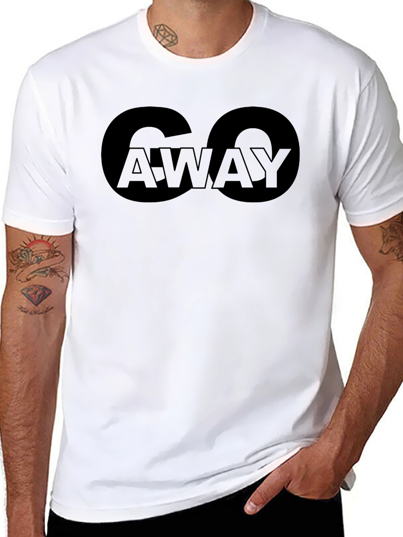 Go Away Graphic T-Shirt - Black Crew Neck Tee