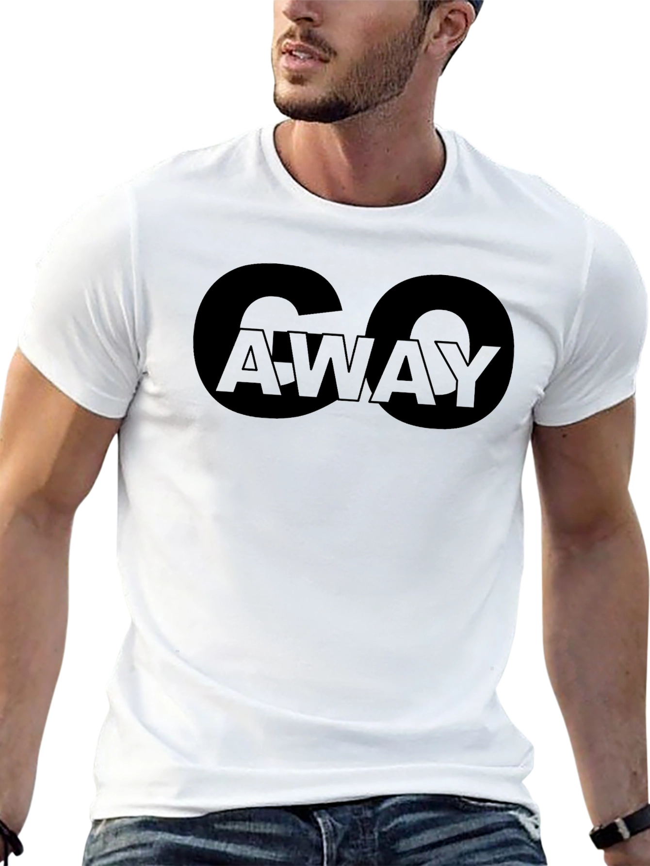 Go Away Graphic T-Shirt - Black Crew Neck Tee