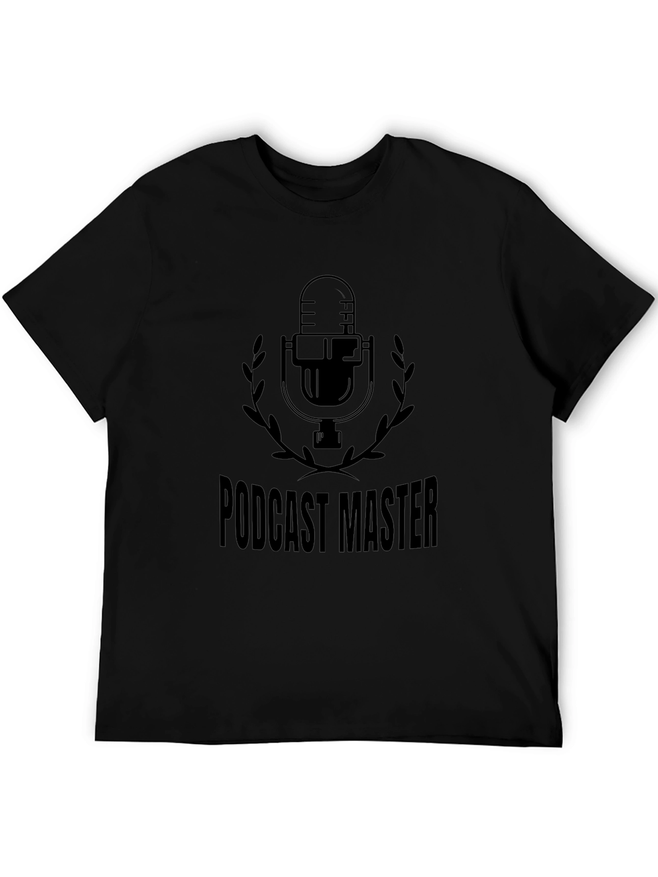 Podcast Master Black T-Shirt - Microphone Design