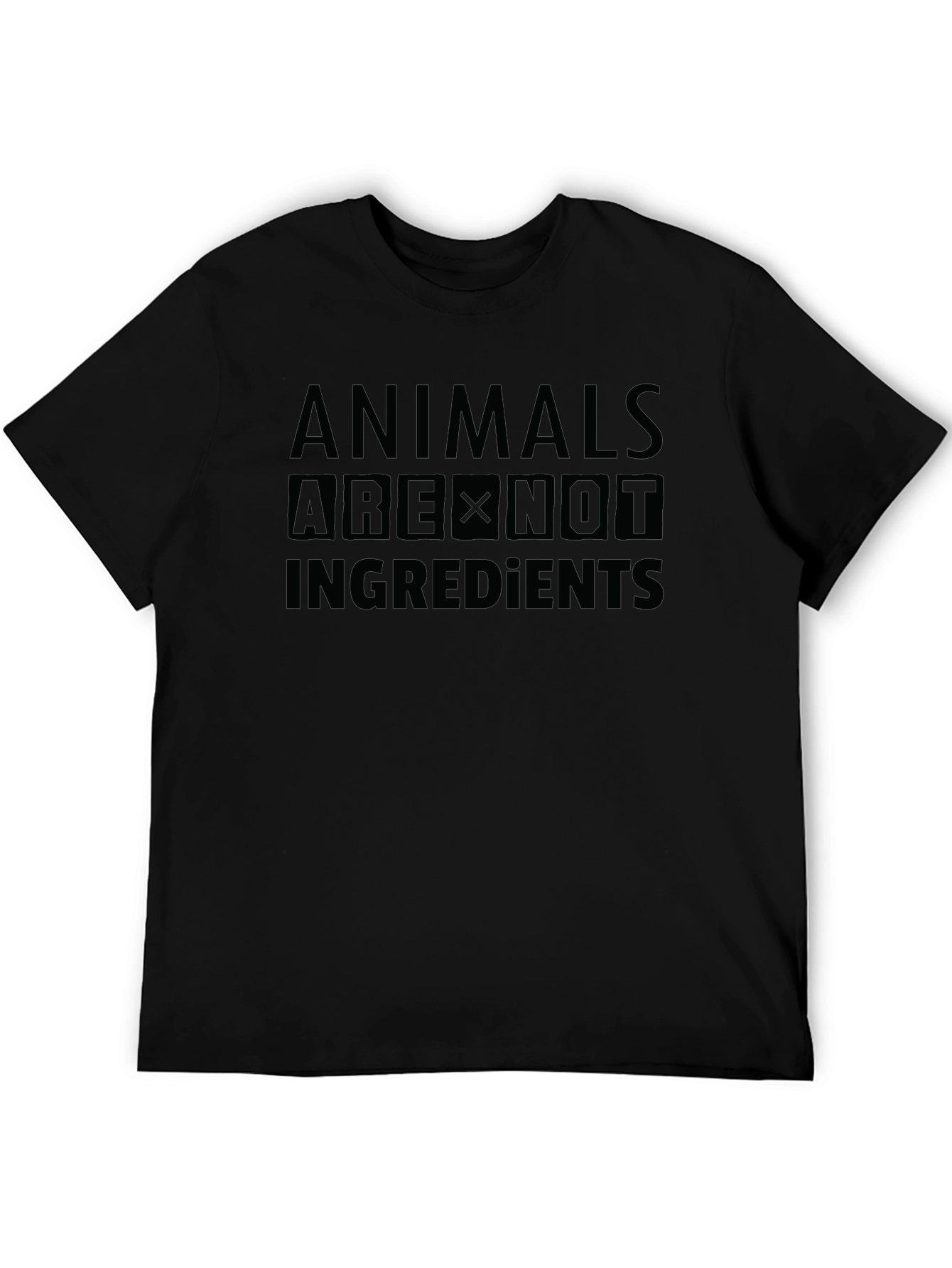 Animals Are Not Ingredients Black T-Shirt Vegan Statement Tee