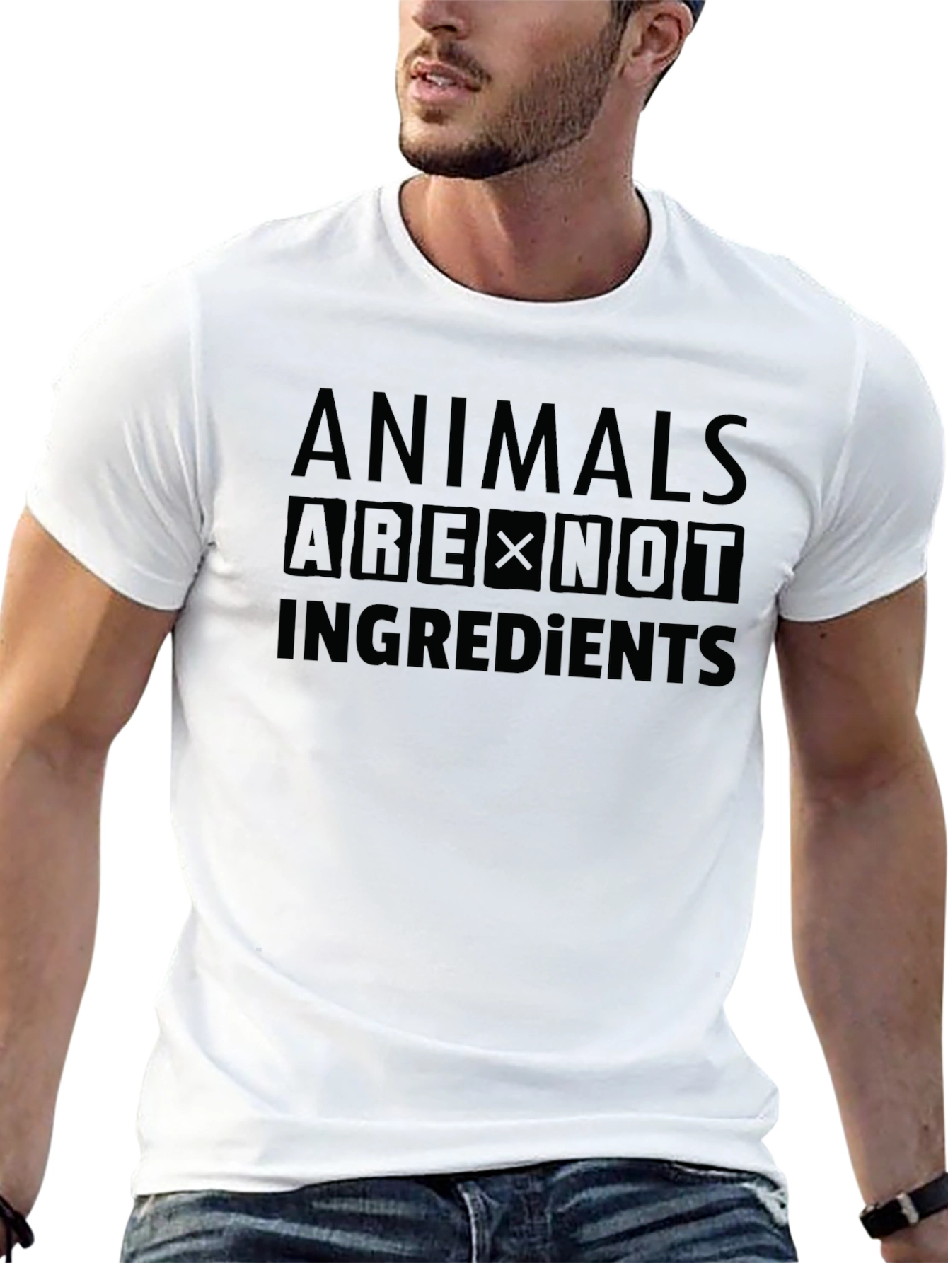 Animals Are Not Ingredients Black T-Shirt Vegan Statement Tee