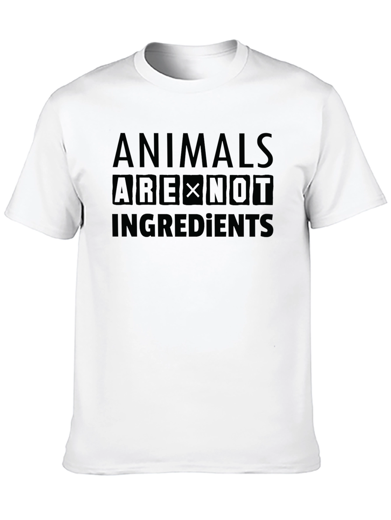 Animals Are Not Ingredients Black T-Shirt Vegan Statement Tee
