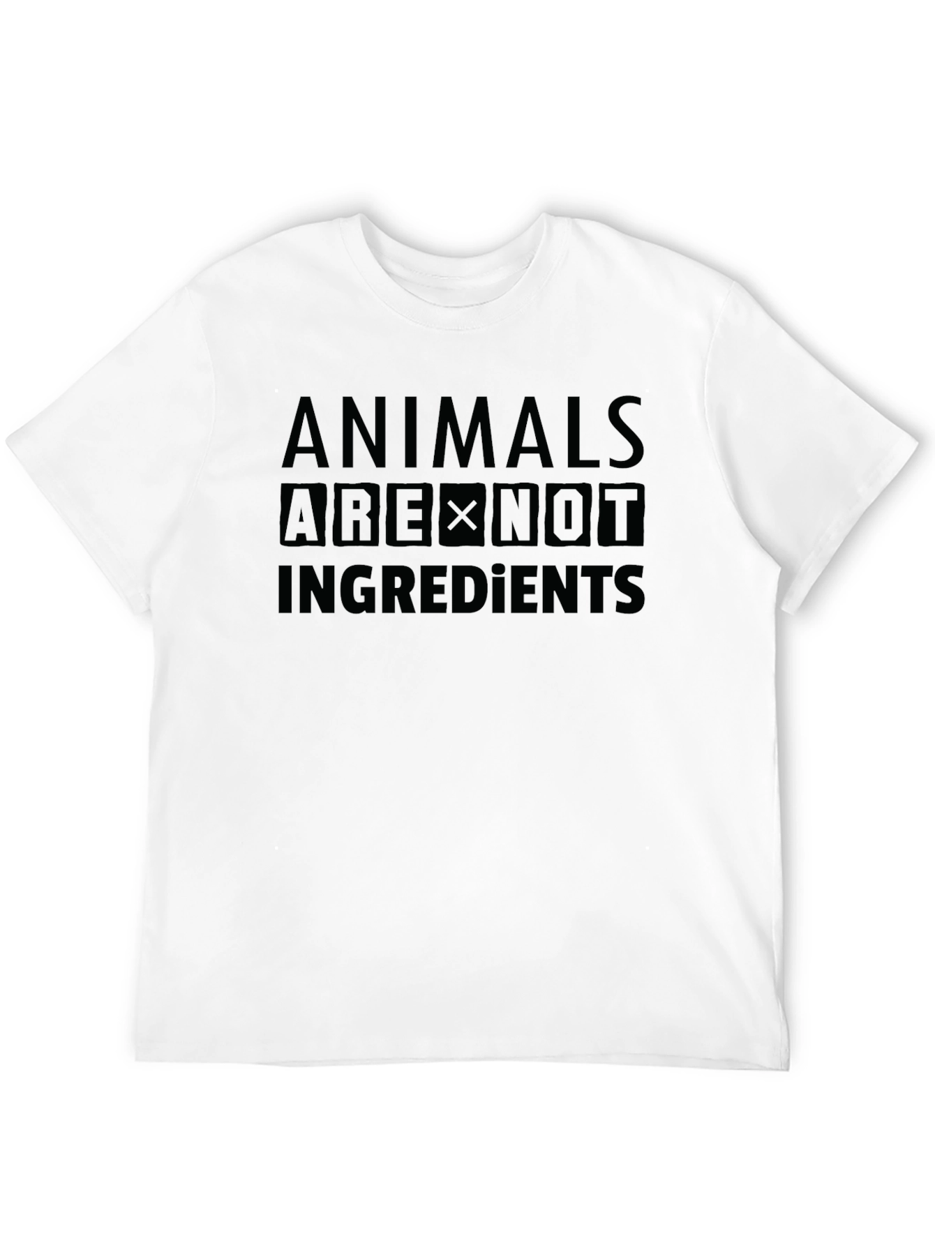 Animals Are Not Ingredients Black T-Shirt Vegan Statement Tee