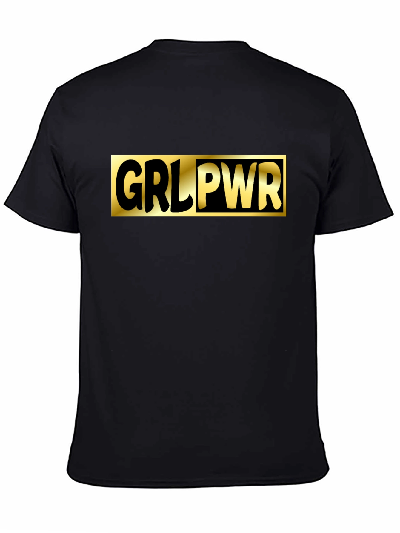 GRL PWR Black T-Shirt - Gold Graphic Print