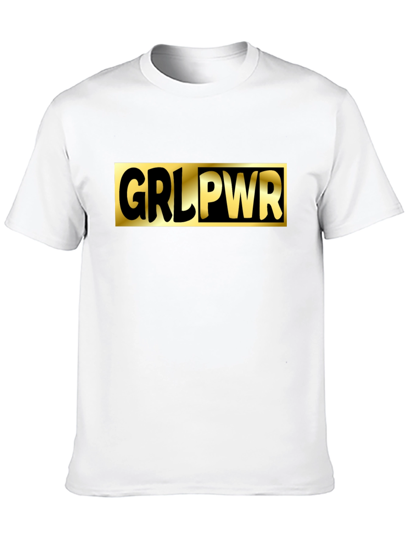 GRL PWR Black T-Shirt - Gold Graphic Print