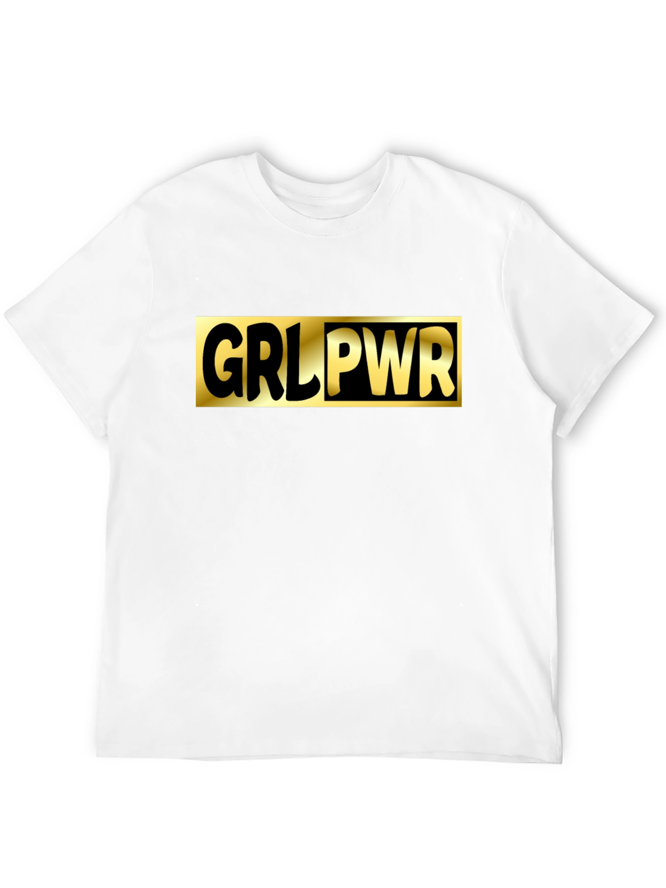 GRL PWR Black T-Shirt - Gold Graphic Print