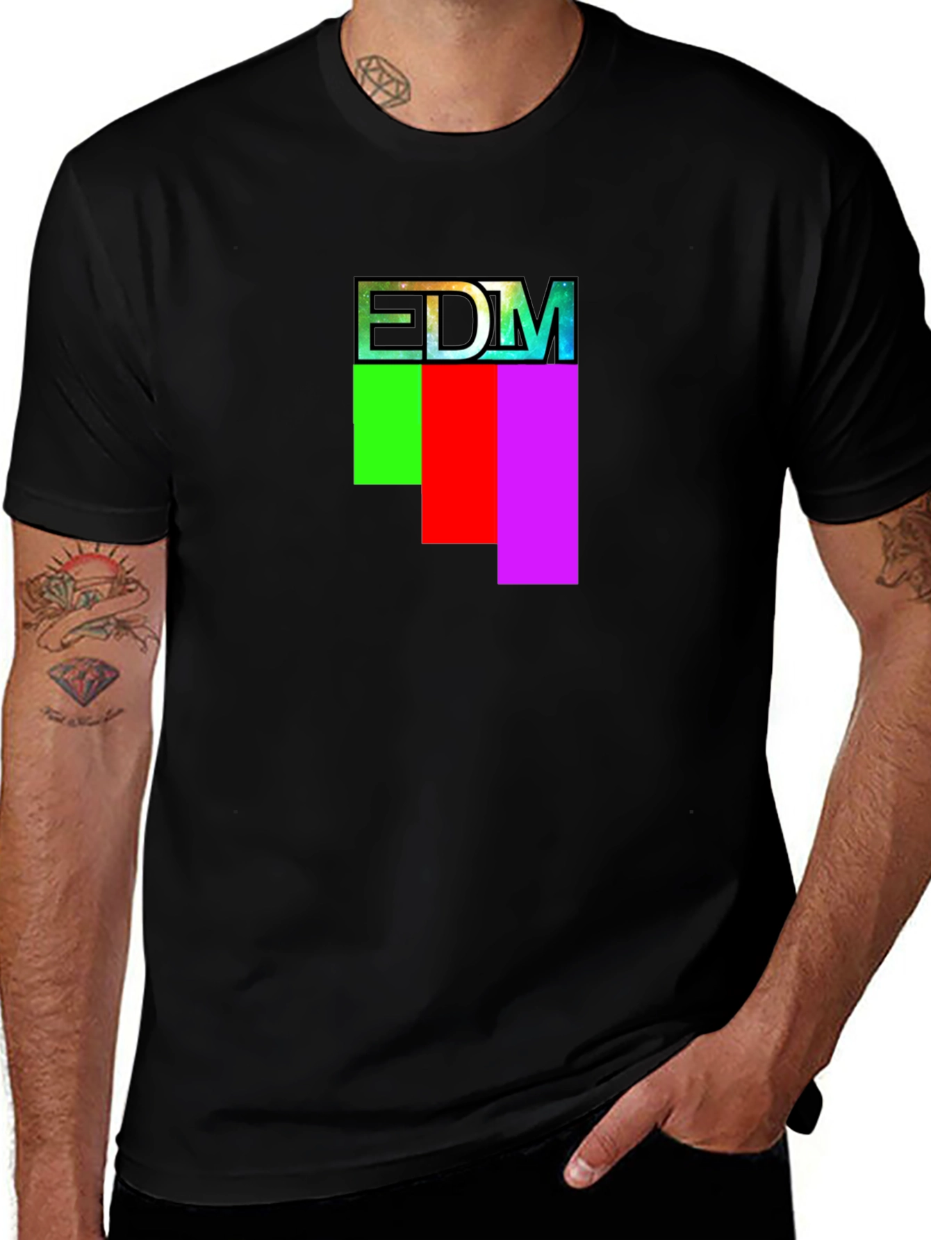 EDM Graphic Print Crew Neck T-Shirt