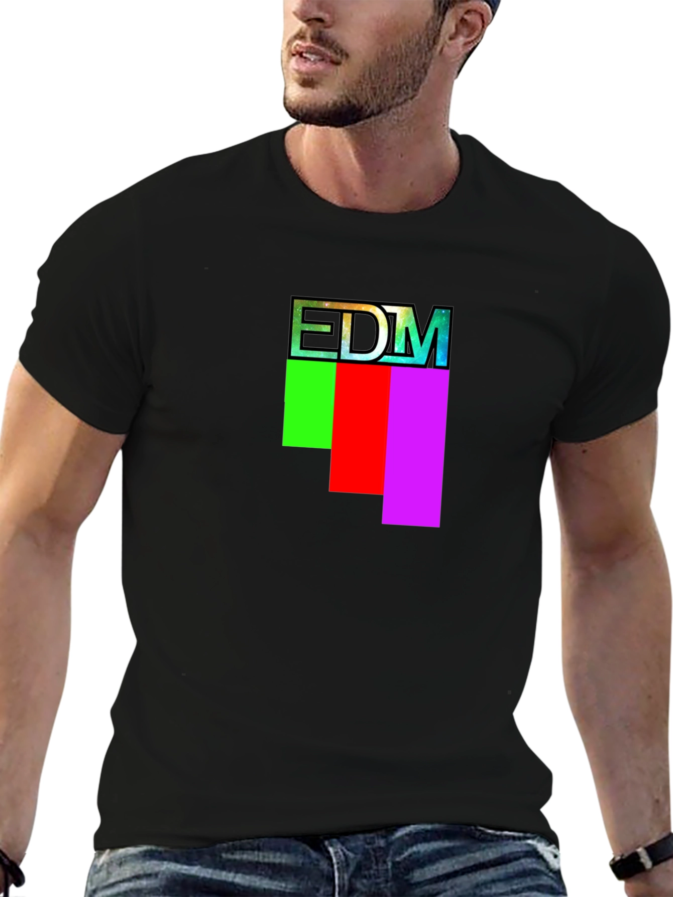 EDM Graphic Print Crew Neck T-Shirt