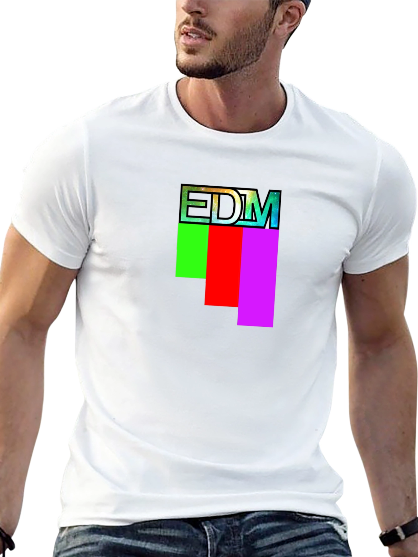 EDM Graphic Print Crew Neck T-Shirt
