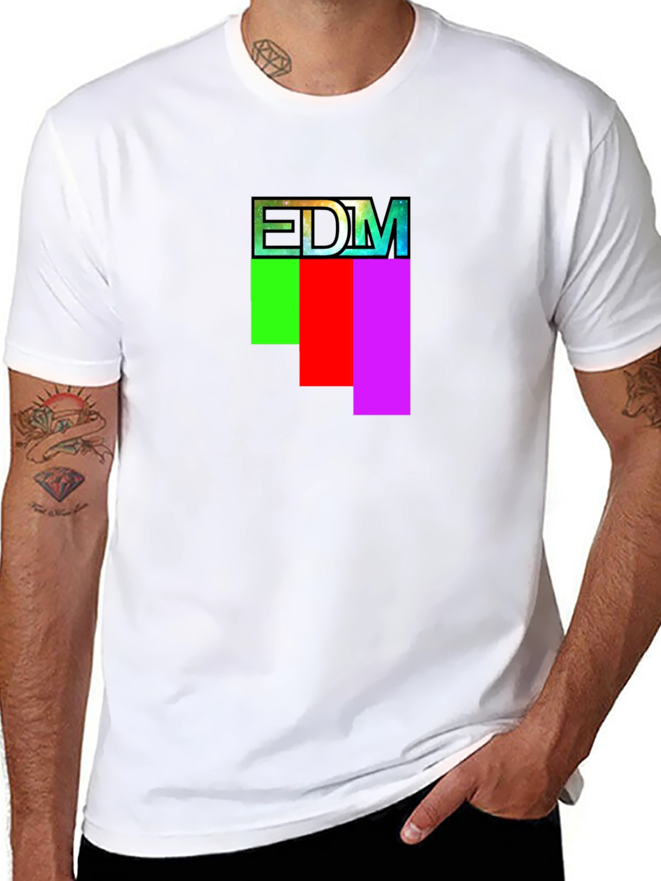 EDM Graphic Print Crew Neck T-Shirt