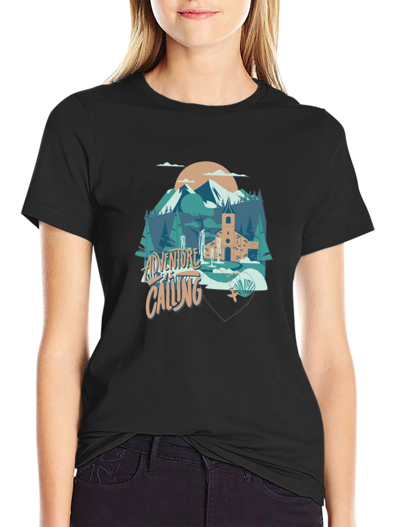Adventure Calling Graphic Tee - Black