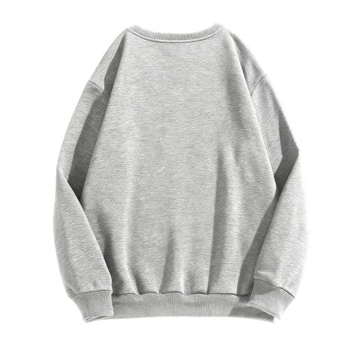 Heathered Gray "The Chosen One" UFO Graphic Crewneck Sweatshirt - Oversized Casual Pullover for Men, Retro Space Print Long-Sleeve Top