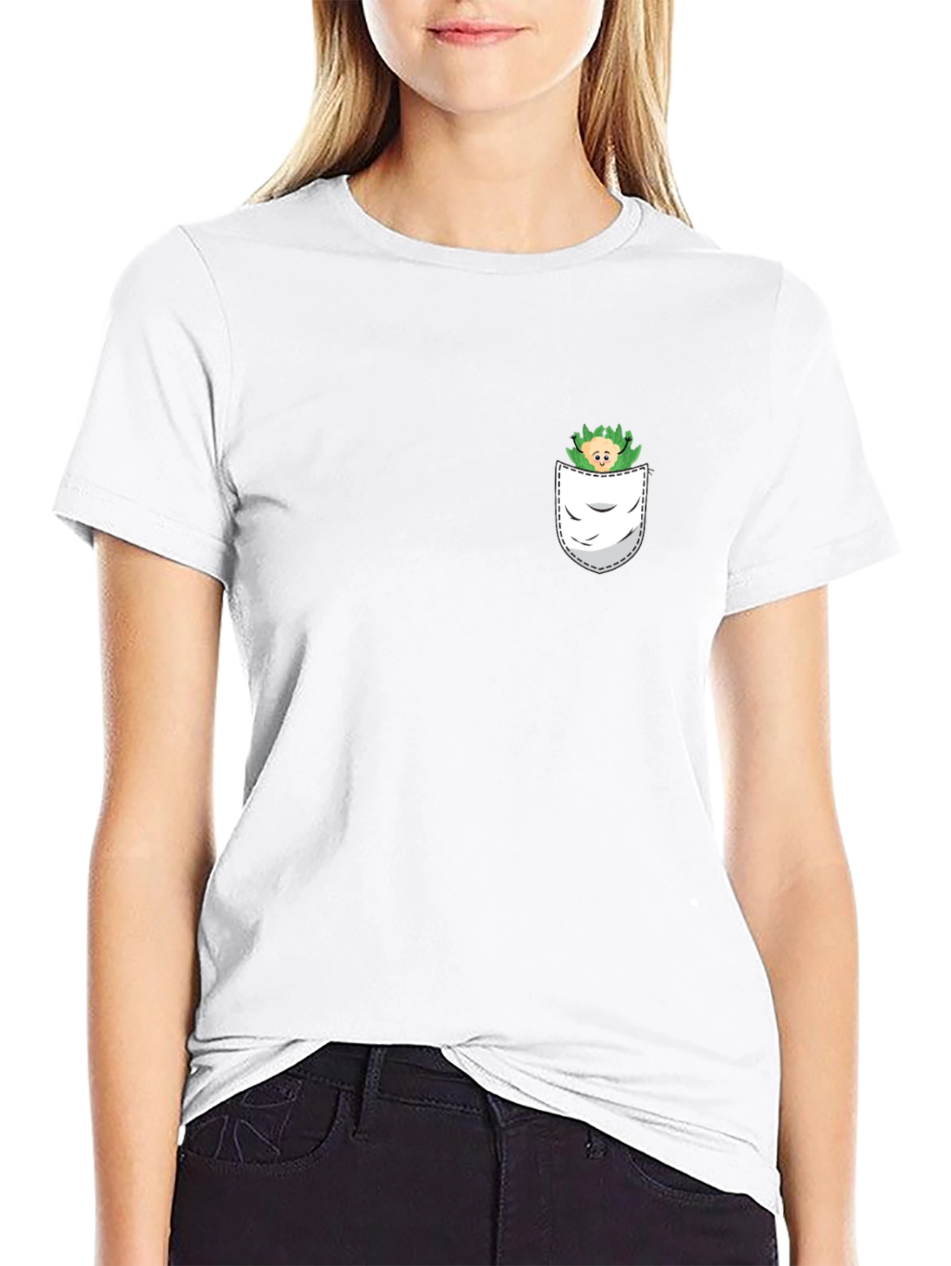 Mens Black T-Shirt with Pocket Monster Graphic