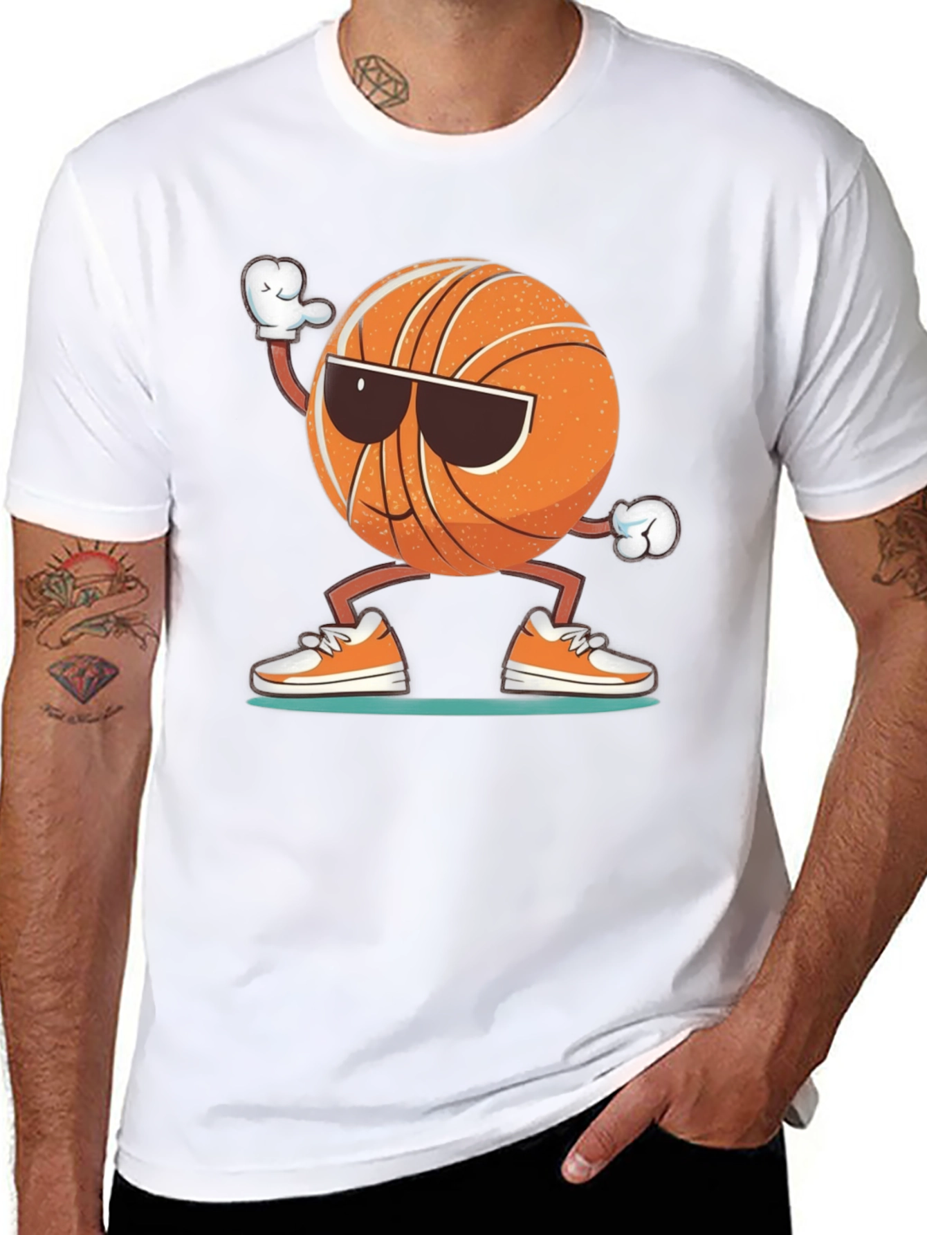 Cool Basketball Graphic Tee - Black Cotton Blend