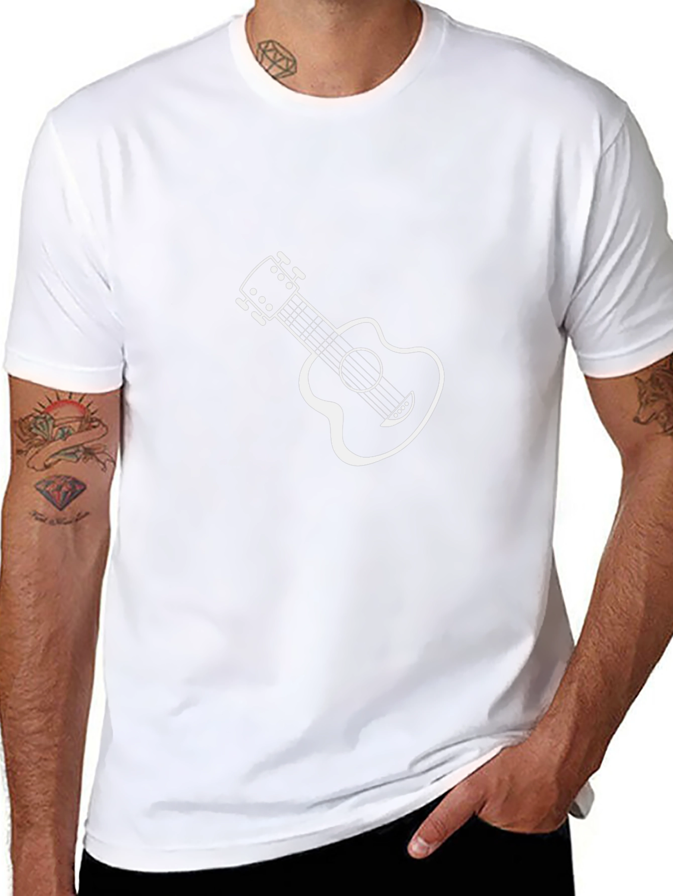 Cool Guitar Graphic Black Tee Shirt