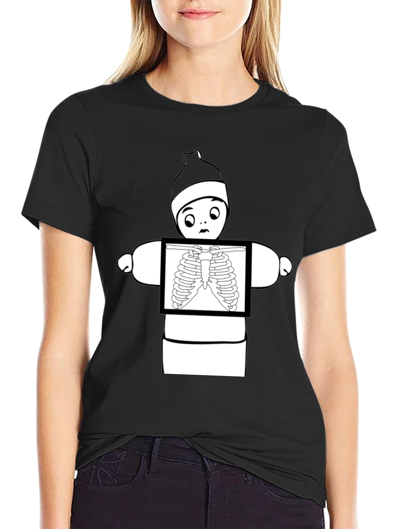 Funny X-Ray Baby Doll Black T-Shirt