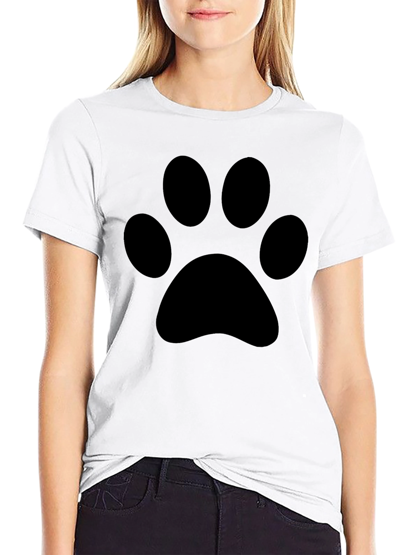 Paw Print Graphic Tee - Black