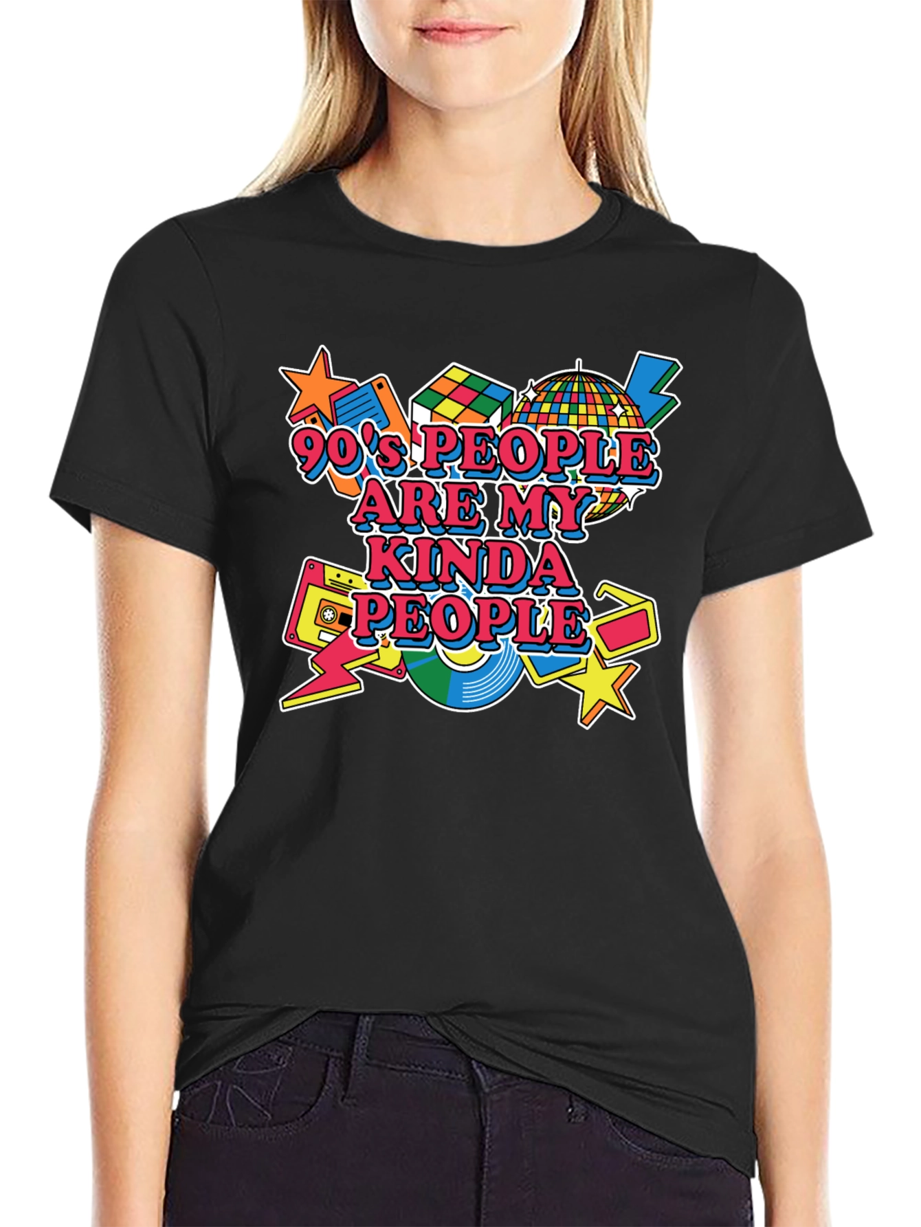 90s Kind of People Black T-Shirt