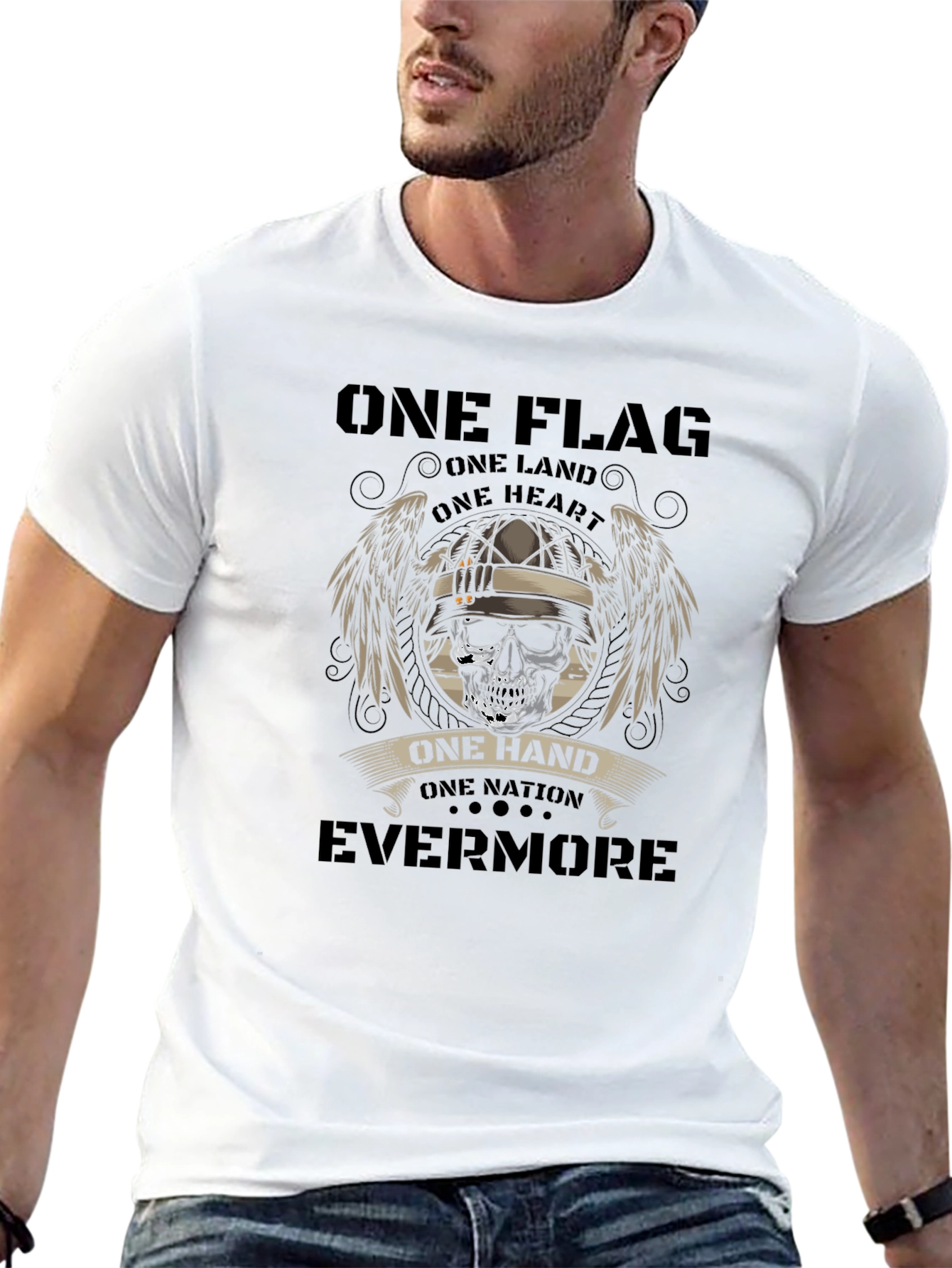 One Flag Skull Graphic Tee - Black