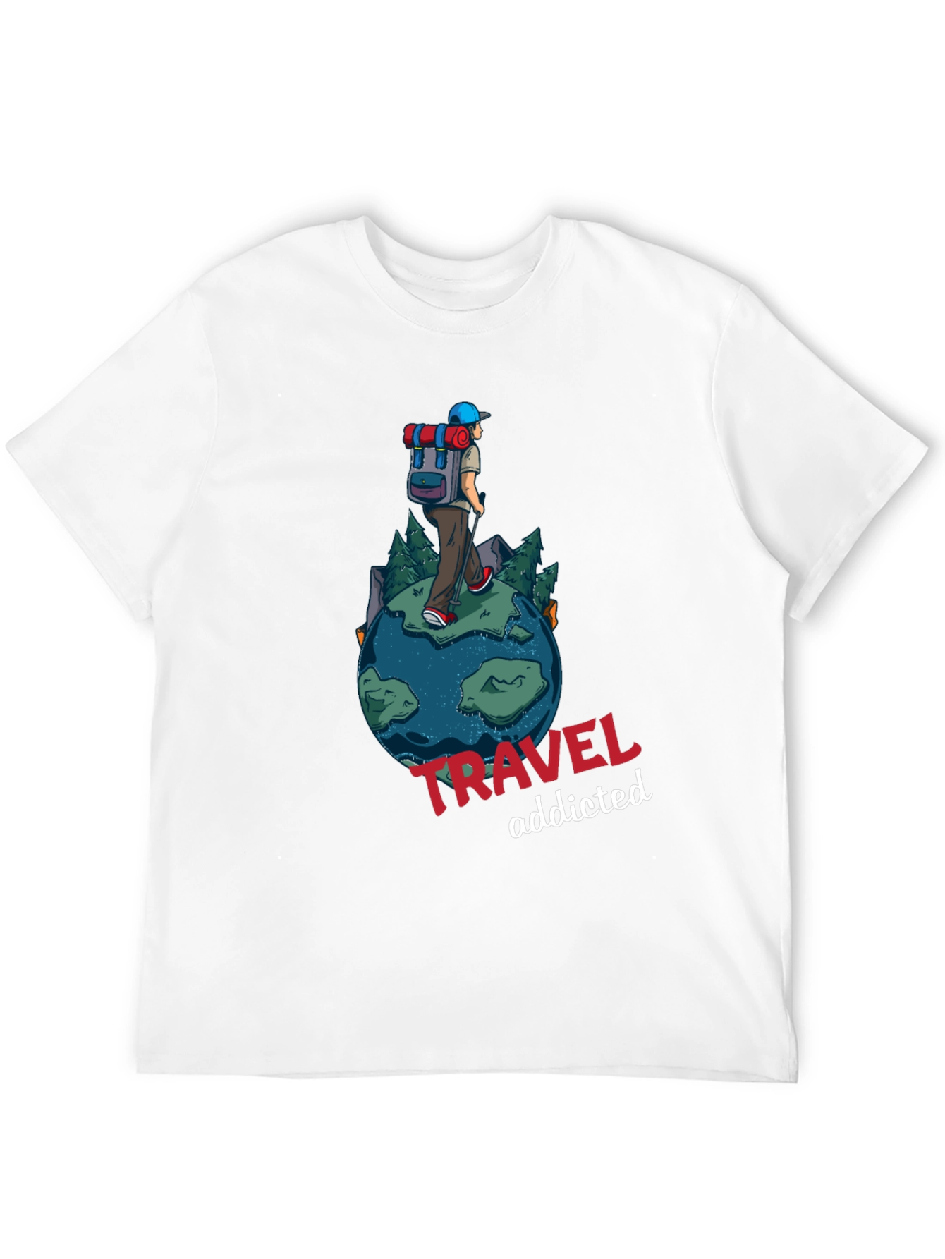 Travel Addicted Graphic T-Shirt - Black
