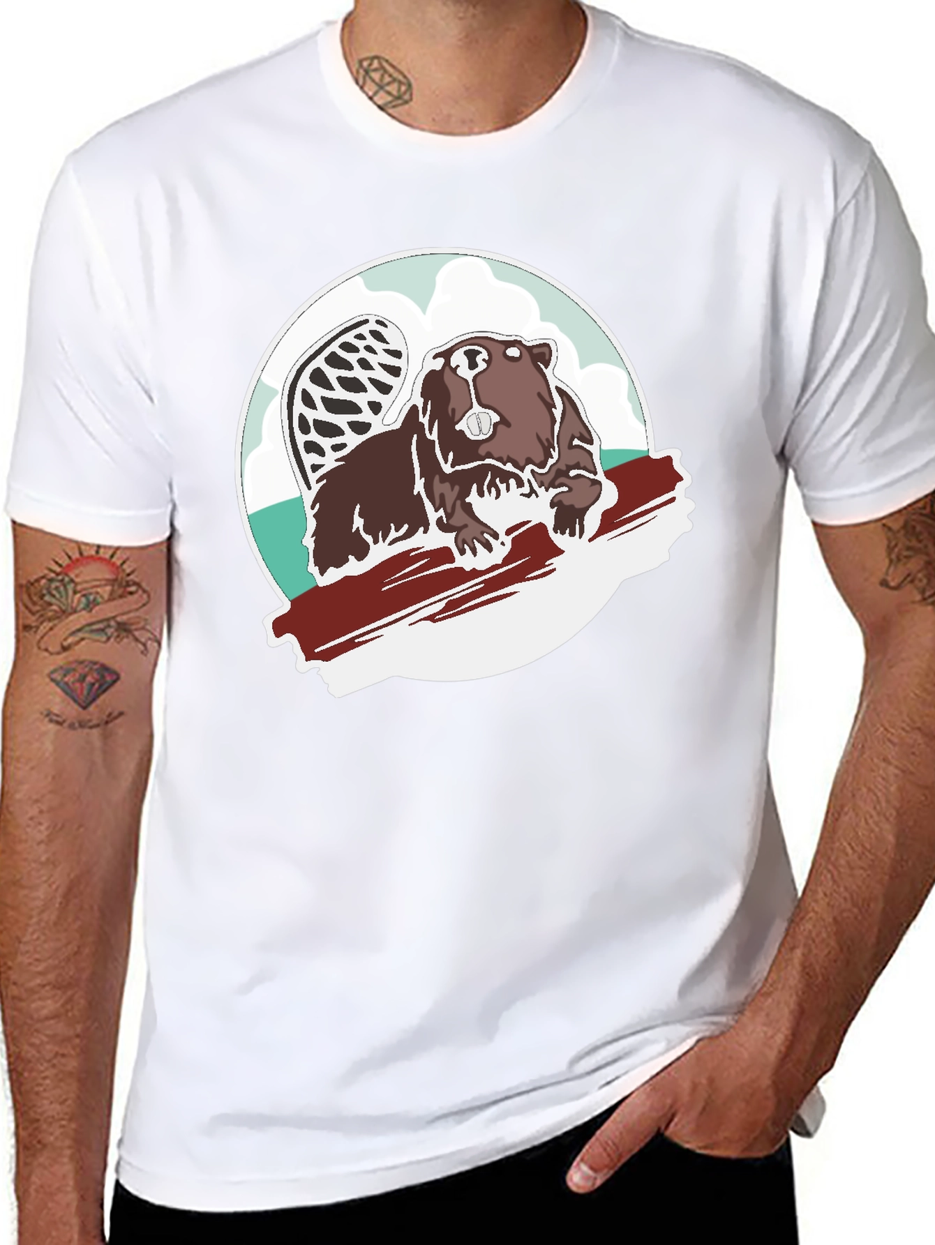 Beaver Graphic Tee - Black Cotton Blend