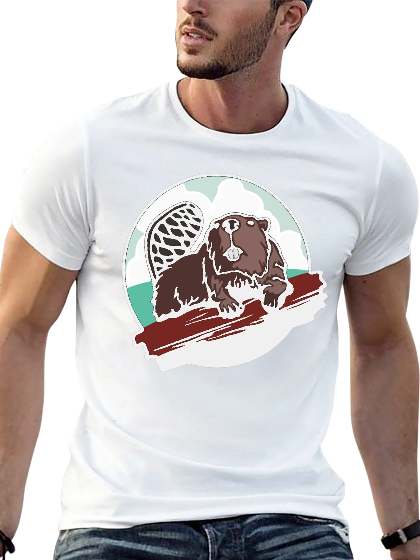Beaver Graphic Tee - Black Cotton Blend