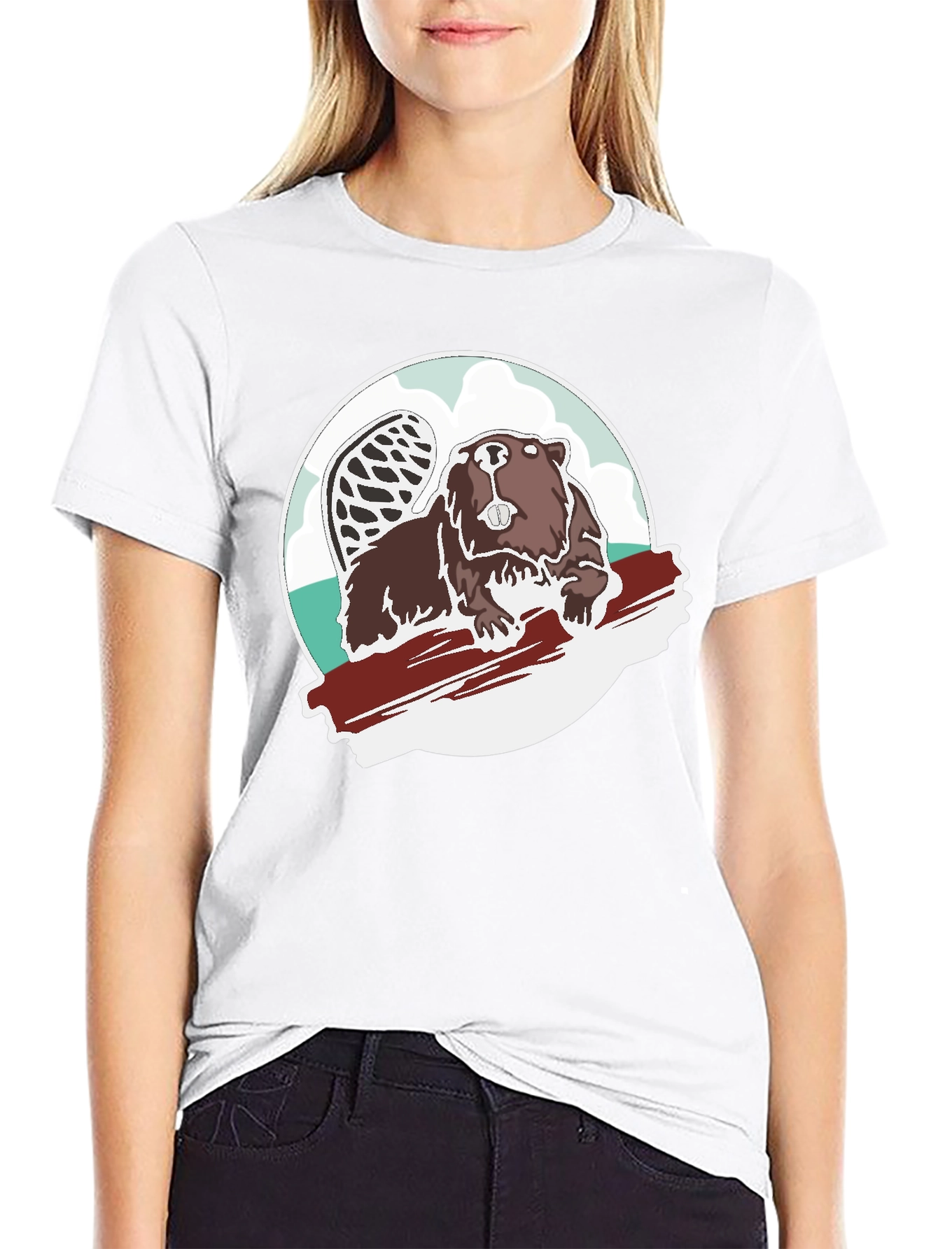 Beaver Graphic Tee - Black Cotton Blend
