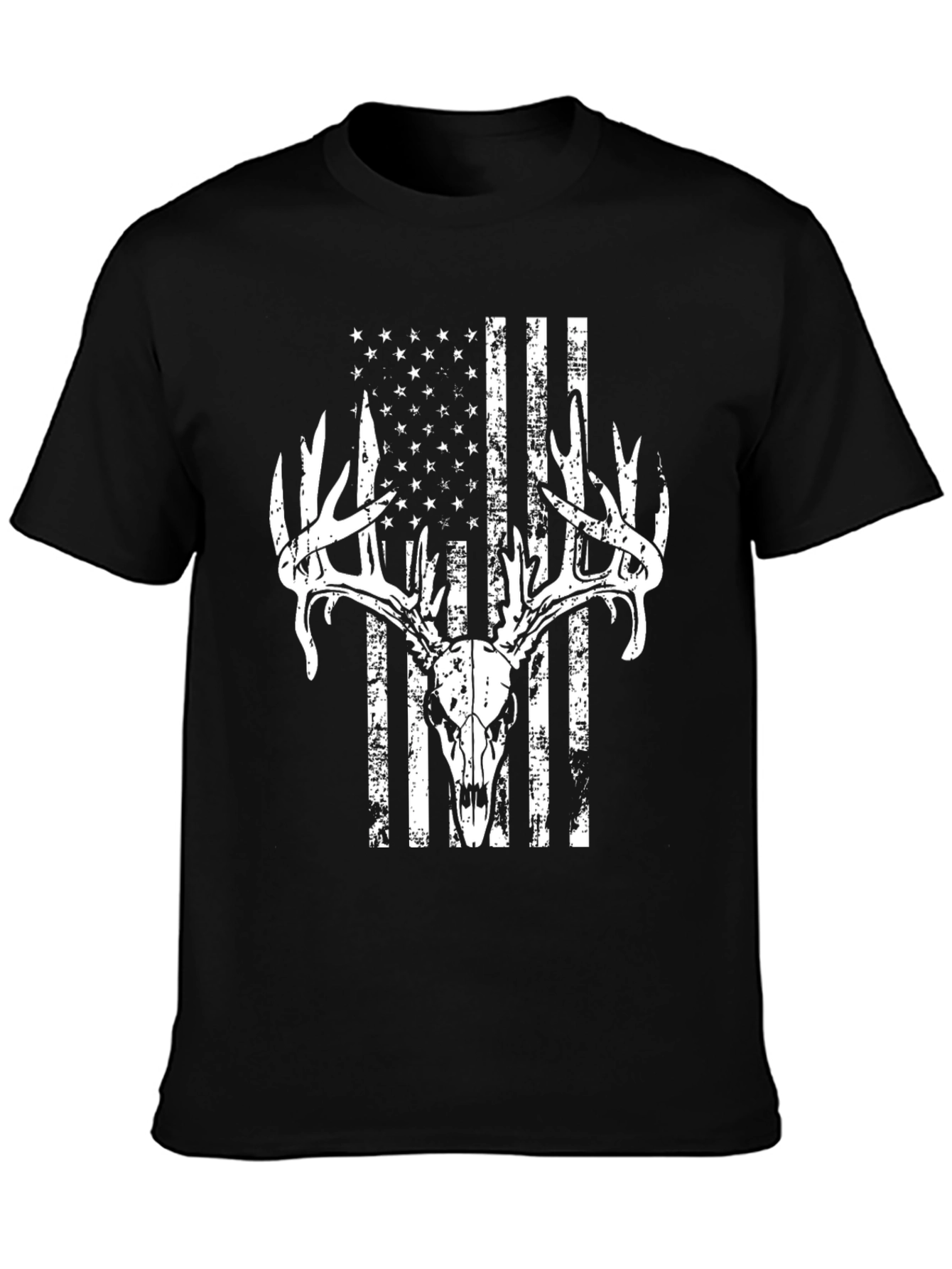 American Flag Deer Skull Graphic Tee - Hunting Apparel