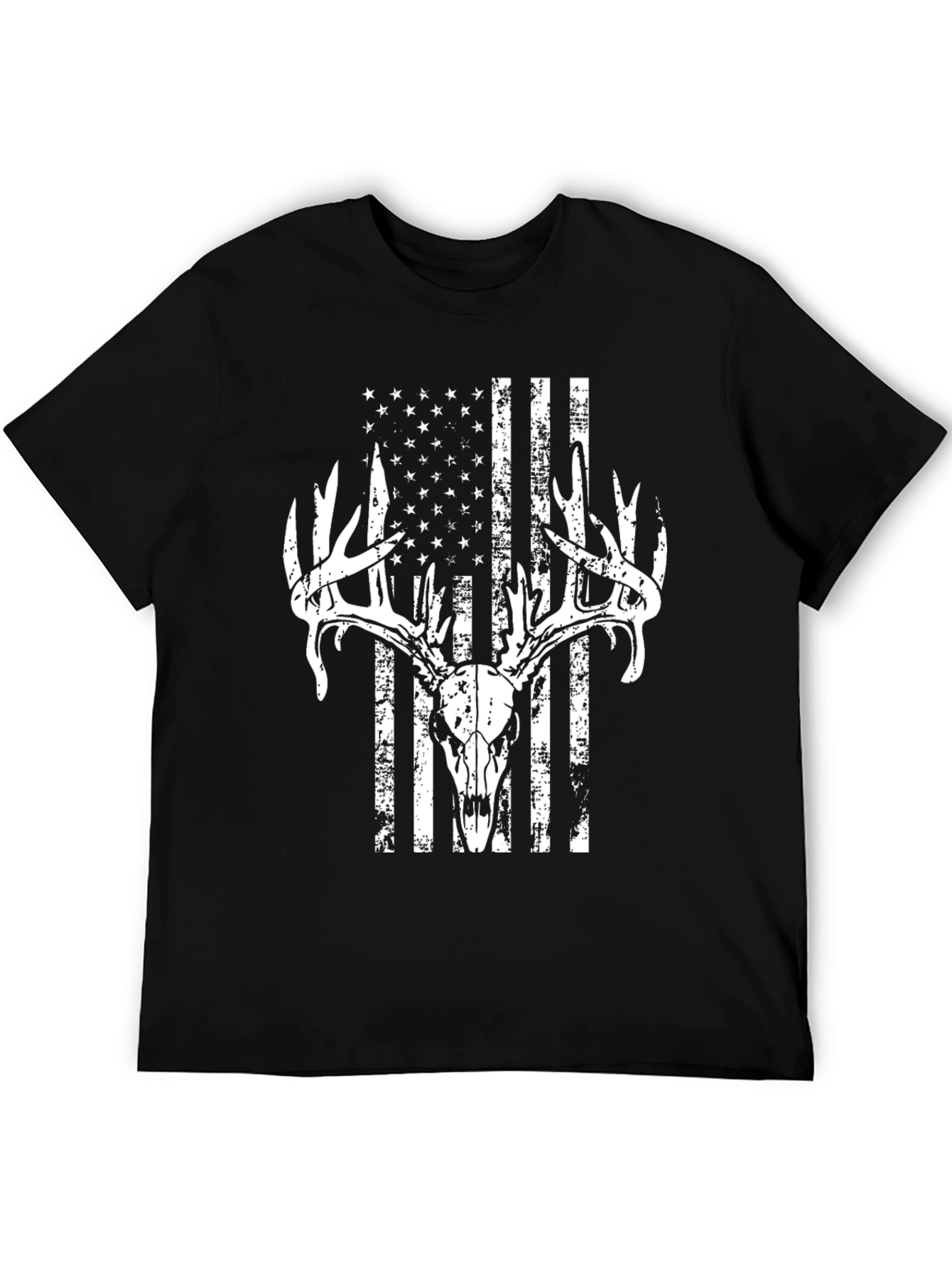 American Flag Deer Skull Graphic Tee - Hunting Apparel