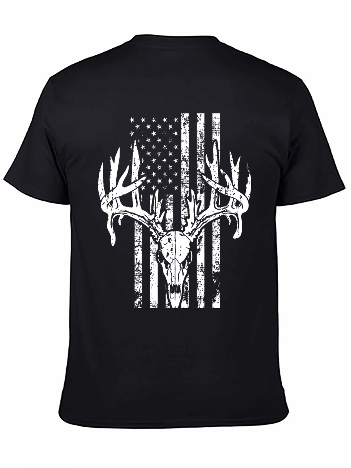 American Flag Deer Skull Graphic Tee - Hunting Apparel