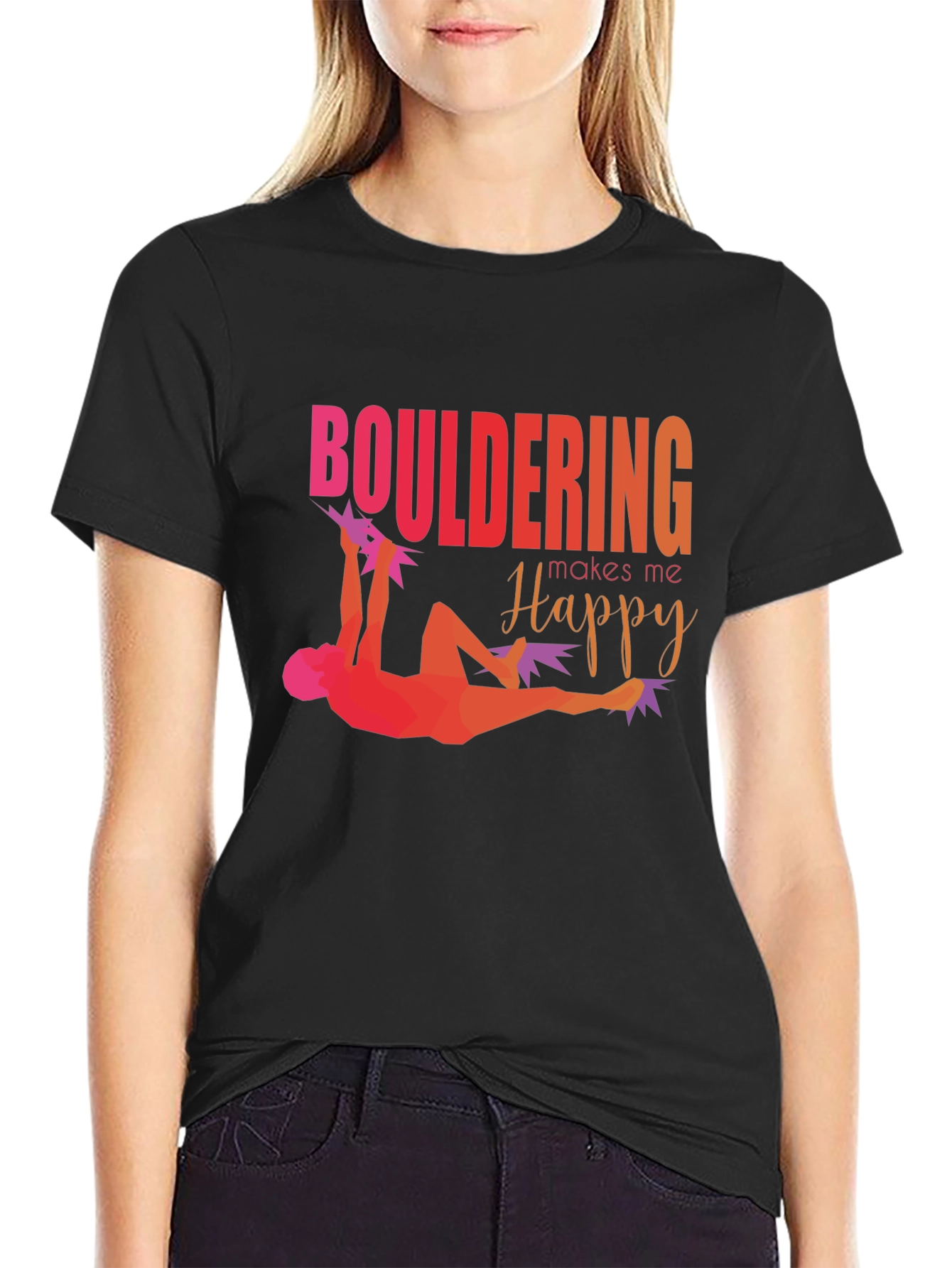 Bouldering Makes Me Happy Graphic Tee