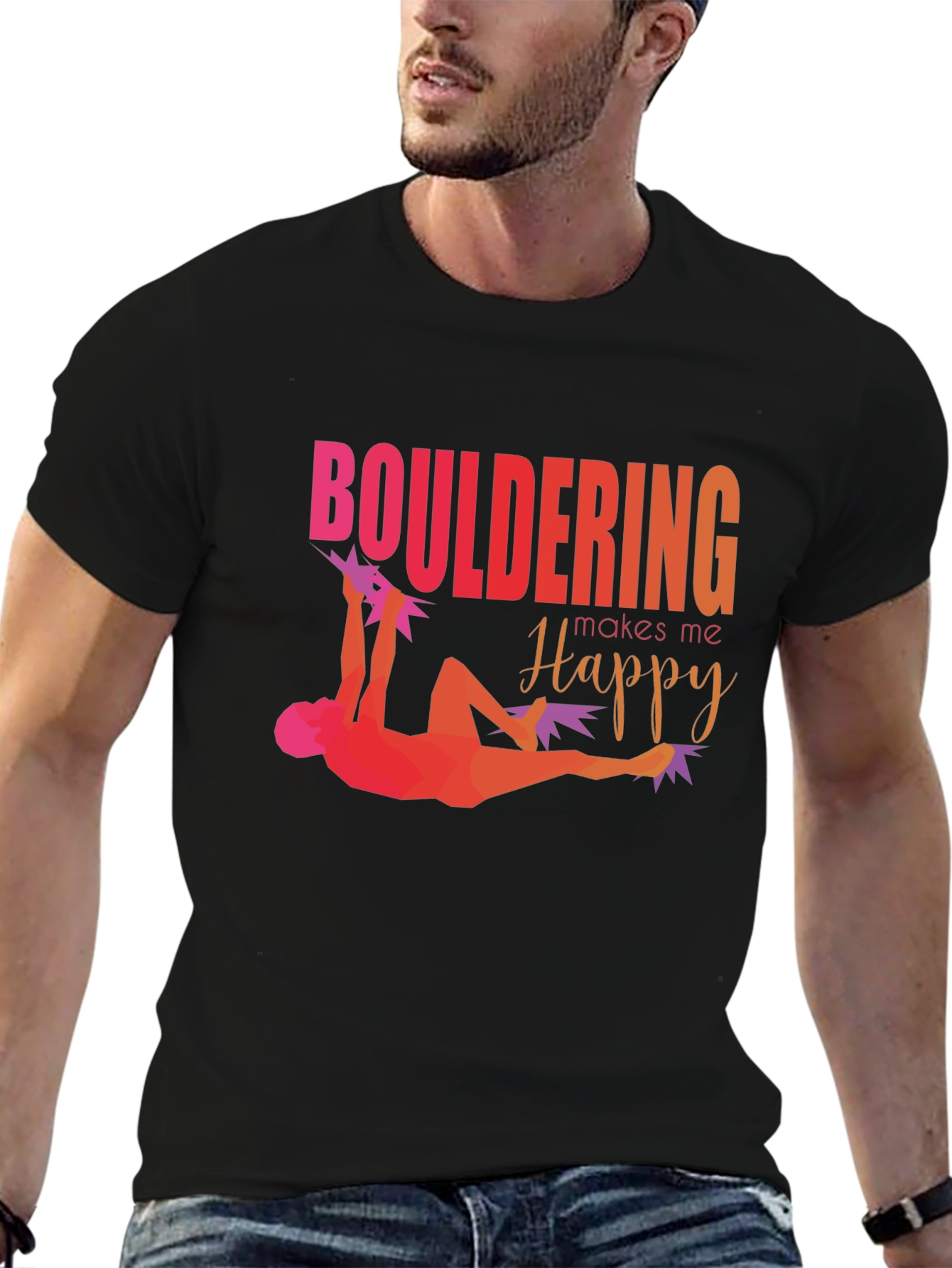 Bouldering Makes Me Happy Graphic Tee