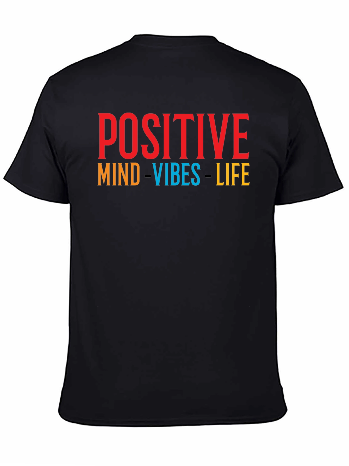Positive Vibes T-Shirt - Graphic Print Crew Neck Tee