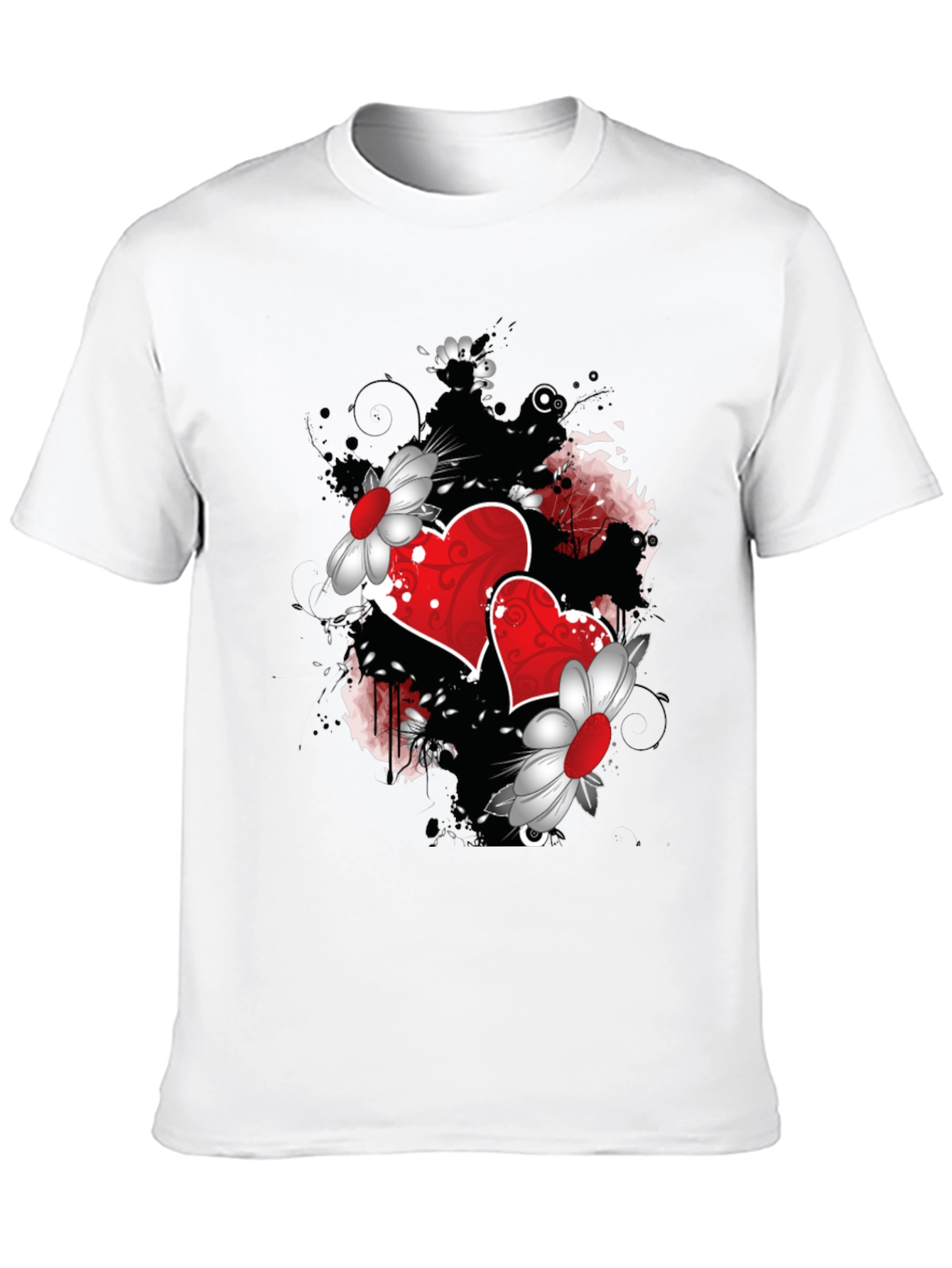 Romantic Hearts & Flowers Graphic Tee