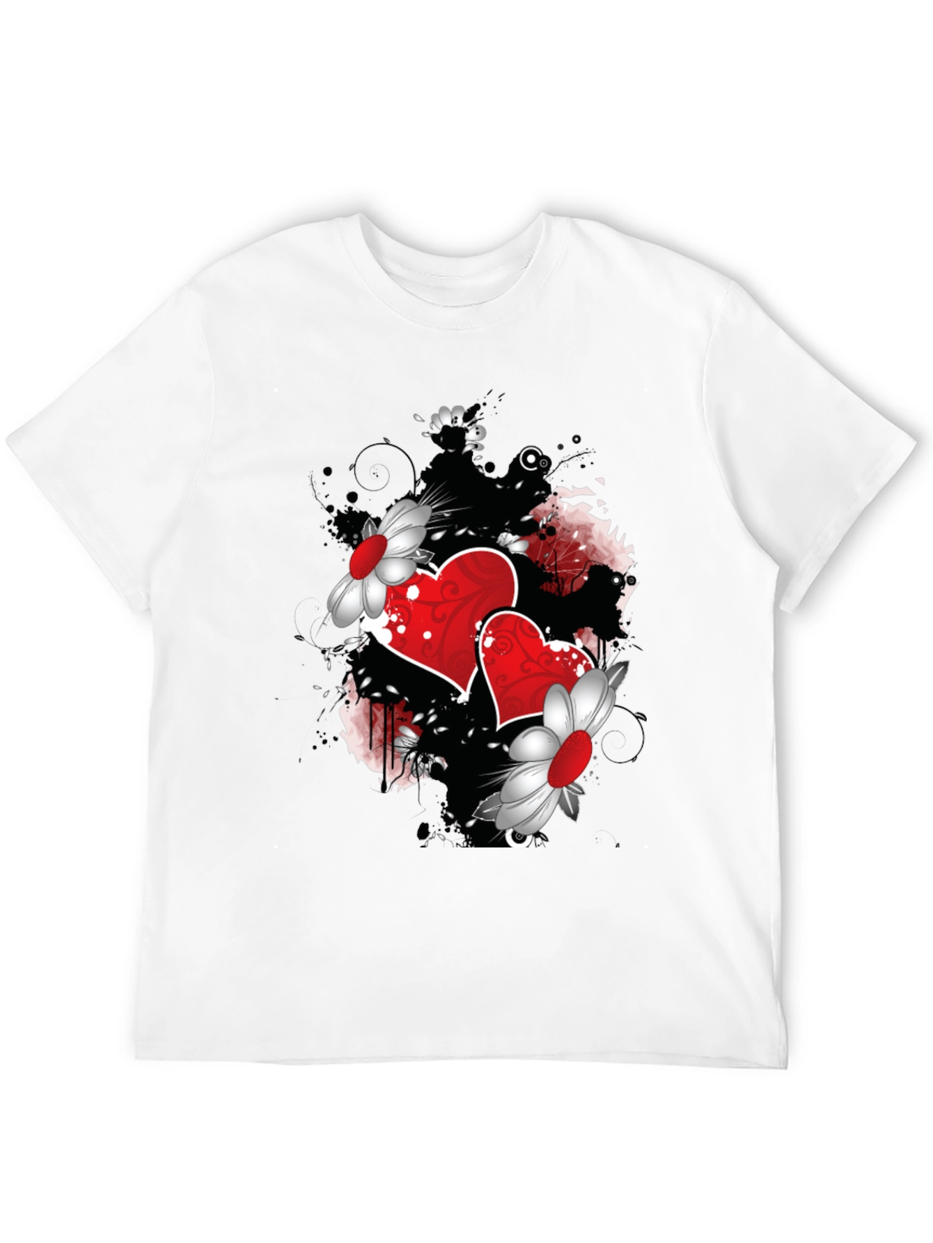 Romantic Hearts & Flowers Graphic Tee