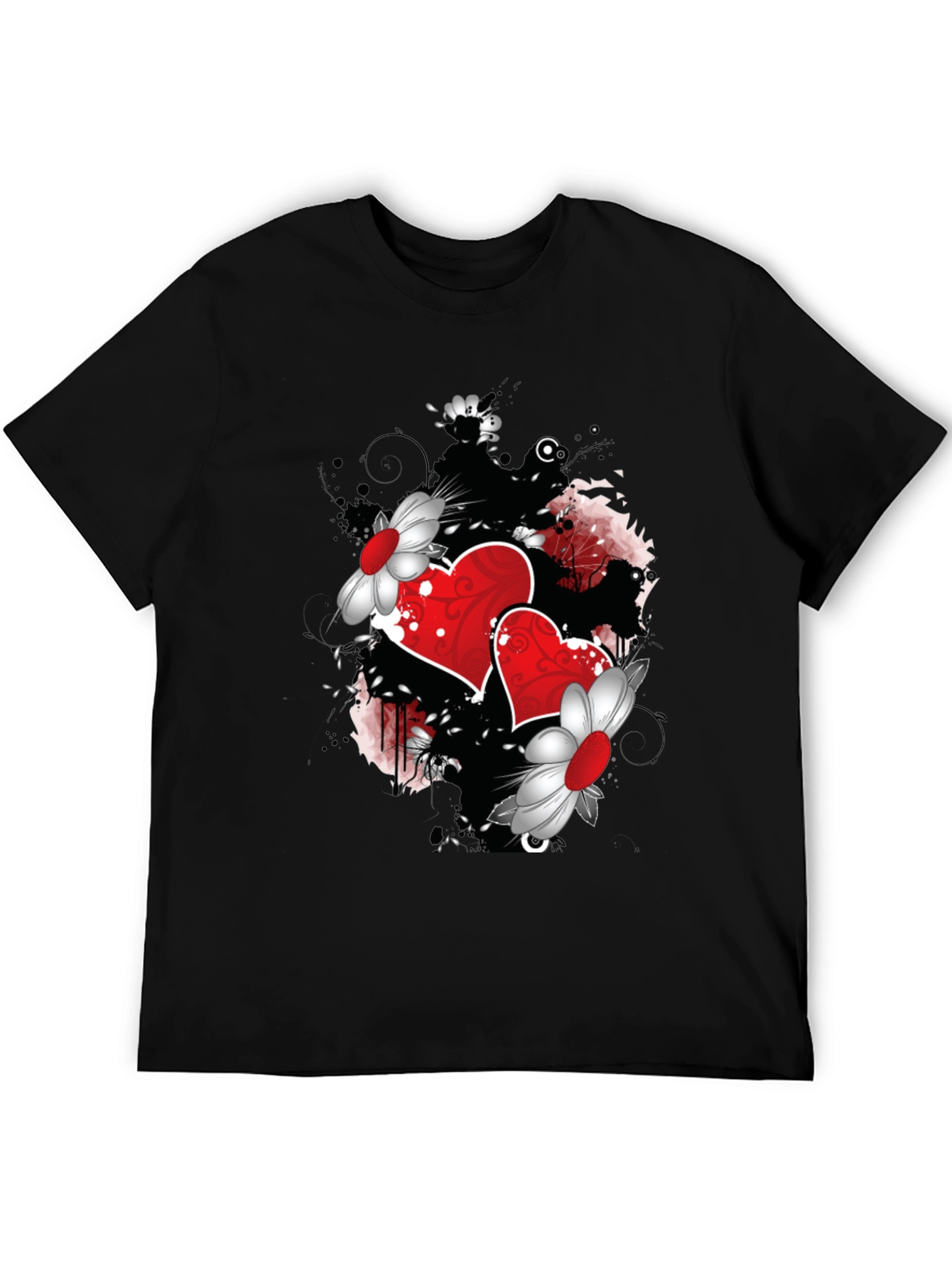 Romantic Hearts & Flowers Graphic Tee