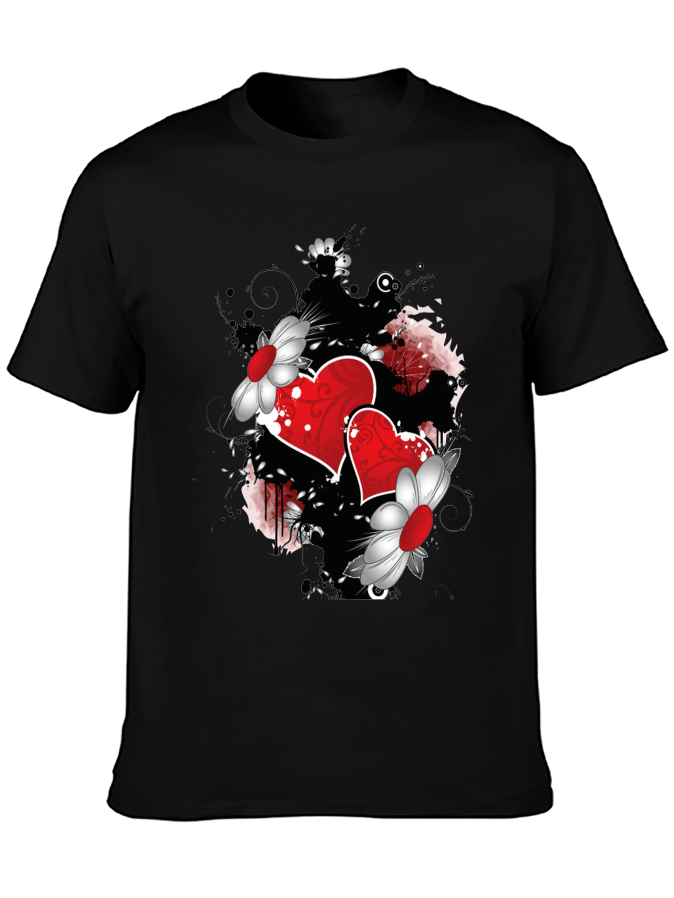 Romantic Hearts & Flowers Graphic Tee