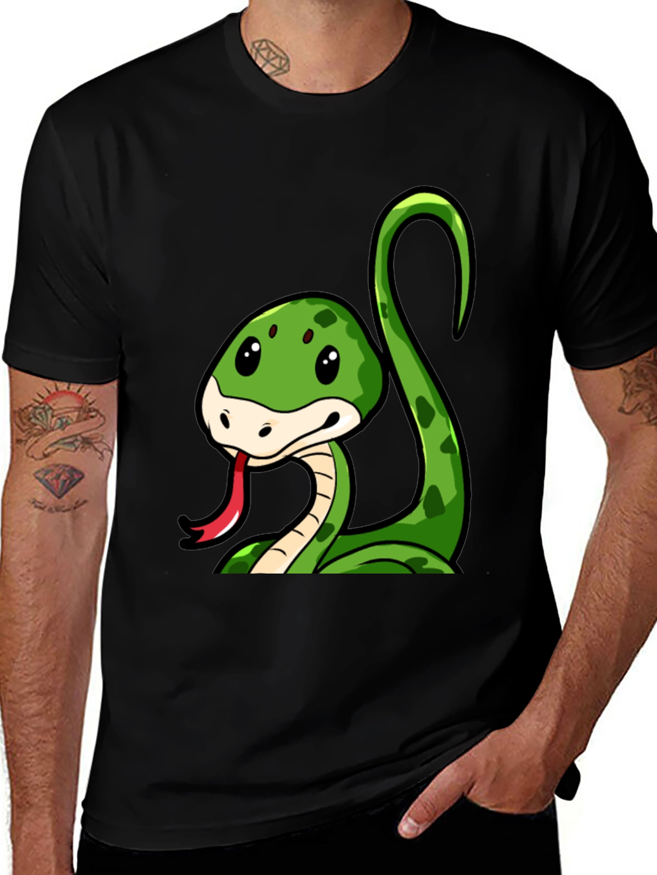 Cute Cartoon Snake Graphic T-Shirt