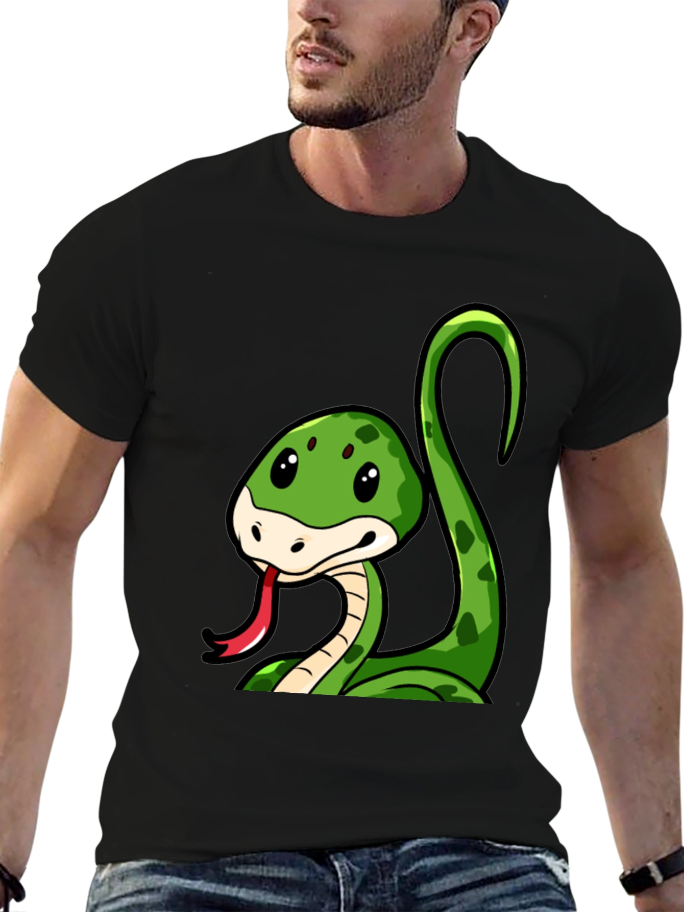 Cute Cartoon Snake Graphic T-Shirt