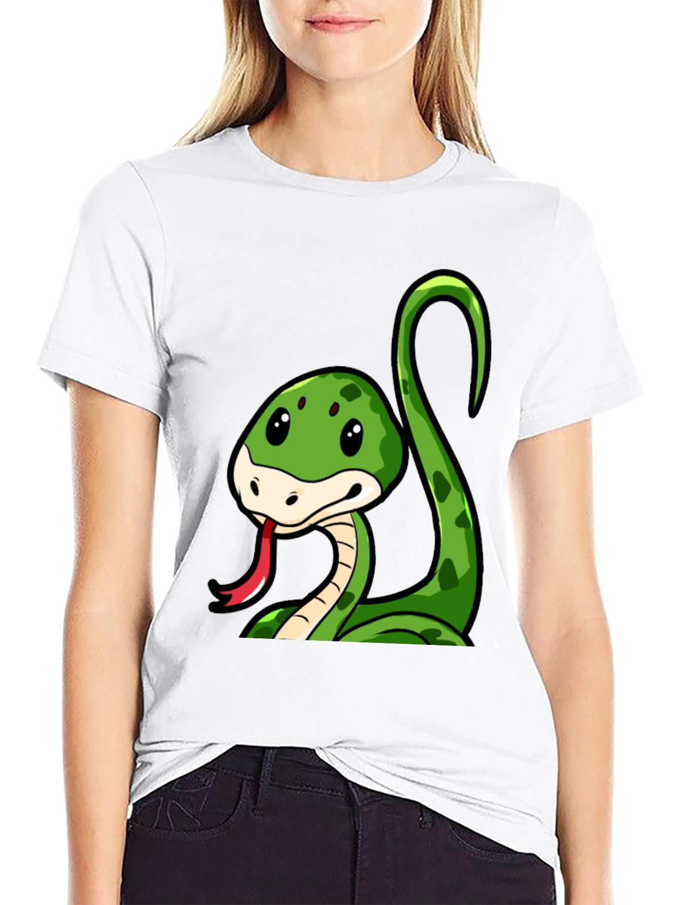 Cute Cartoon Snake Graphic T-Shirt