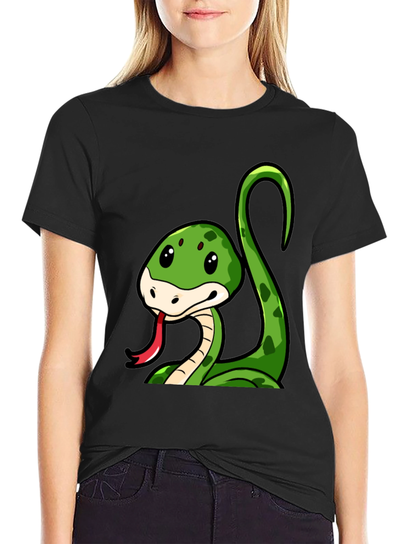 Cute Cartoon Snake Graphic T-Shirt