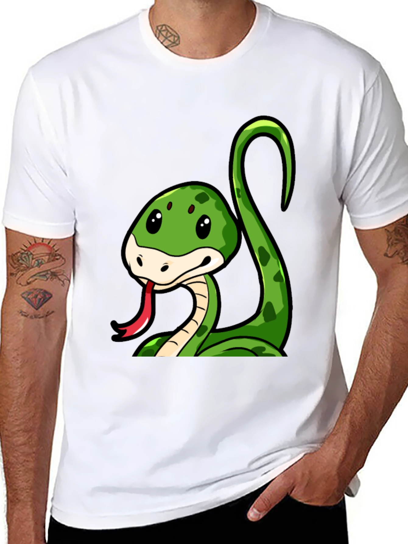 Cute Cartoon Snake Graphic T-Shirt