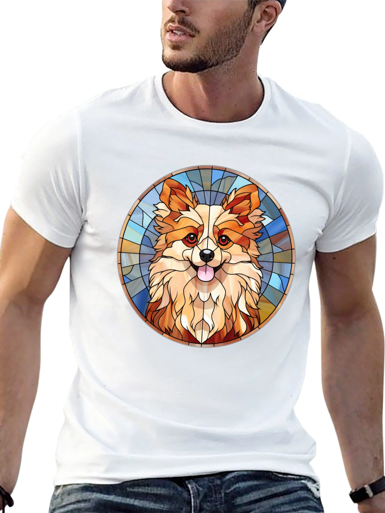 Corgi Stained Glass Style Graphic Tee