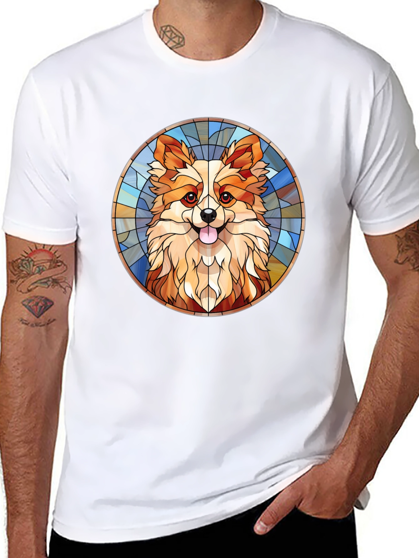 Corgi Stained Glass Style Graphic Tee