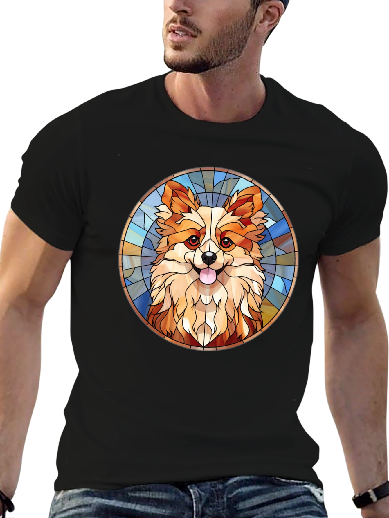 Corgi Stained Glass Style Graphic Tee