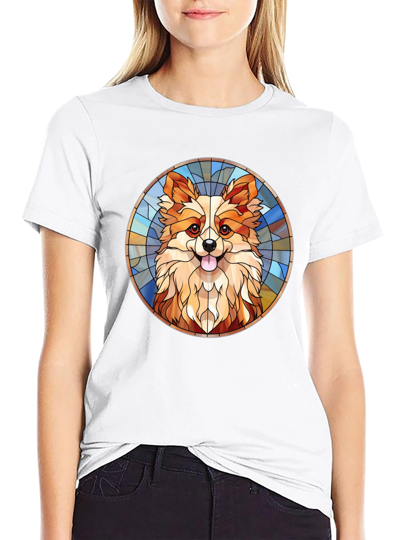 Corgi Stained Glass Style Graphic Tee
